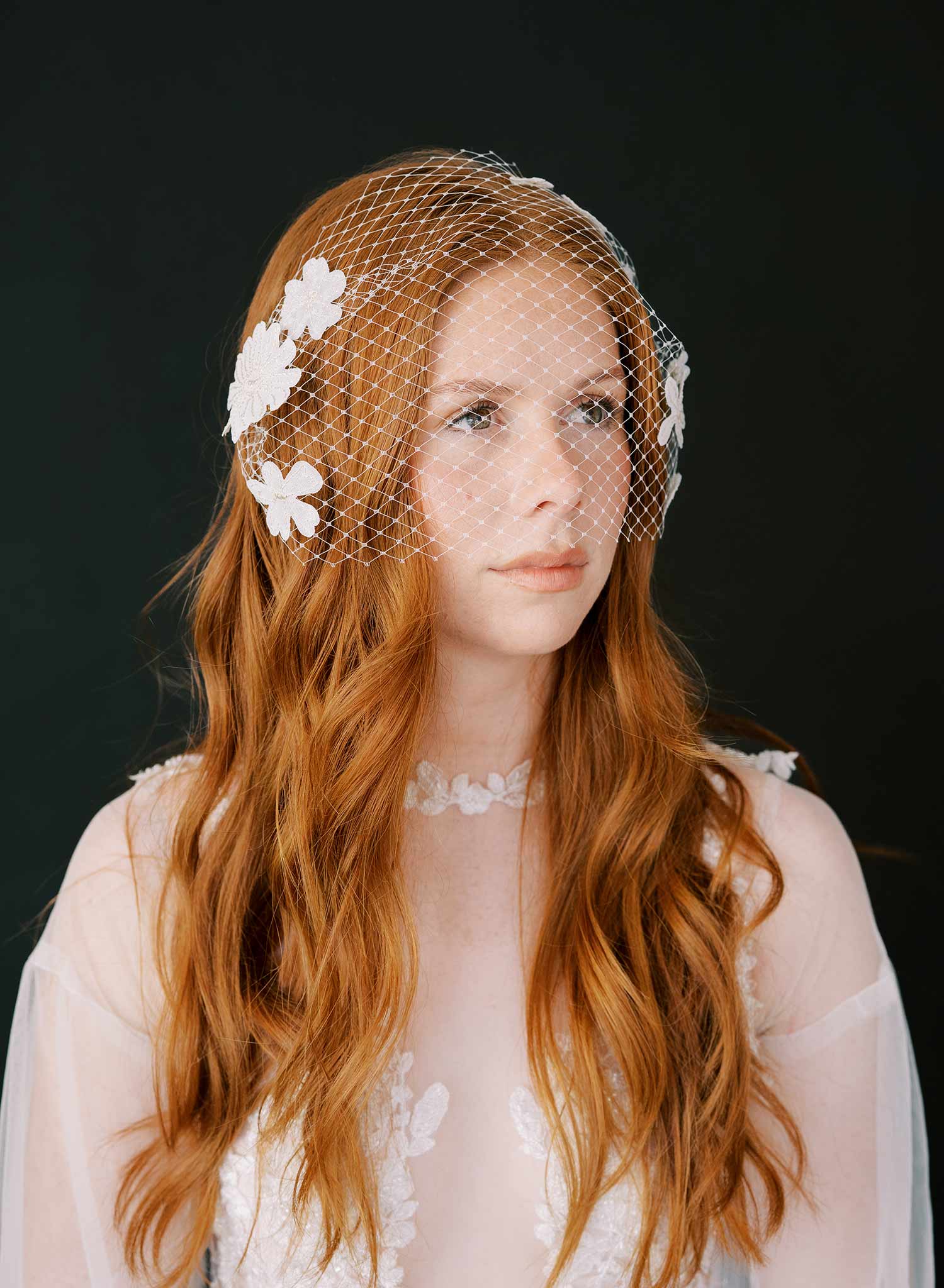 Tulle Birdcage Veil, Bird Cage Veil, Lace store Bandeau Veil with pearls, Tulle Veil, Retro, Unique Birdcage Veil, ivory, white - 111BC