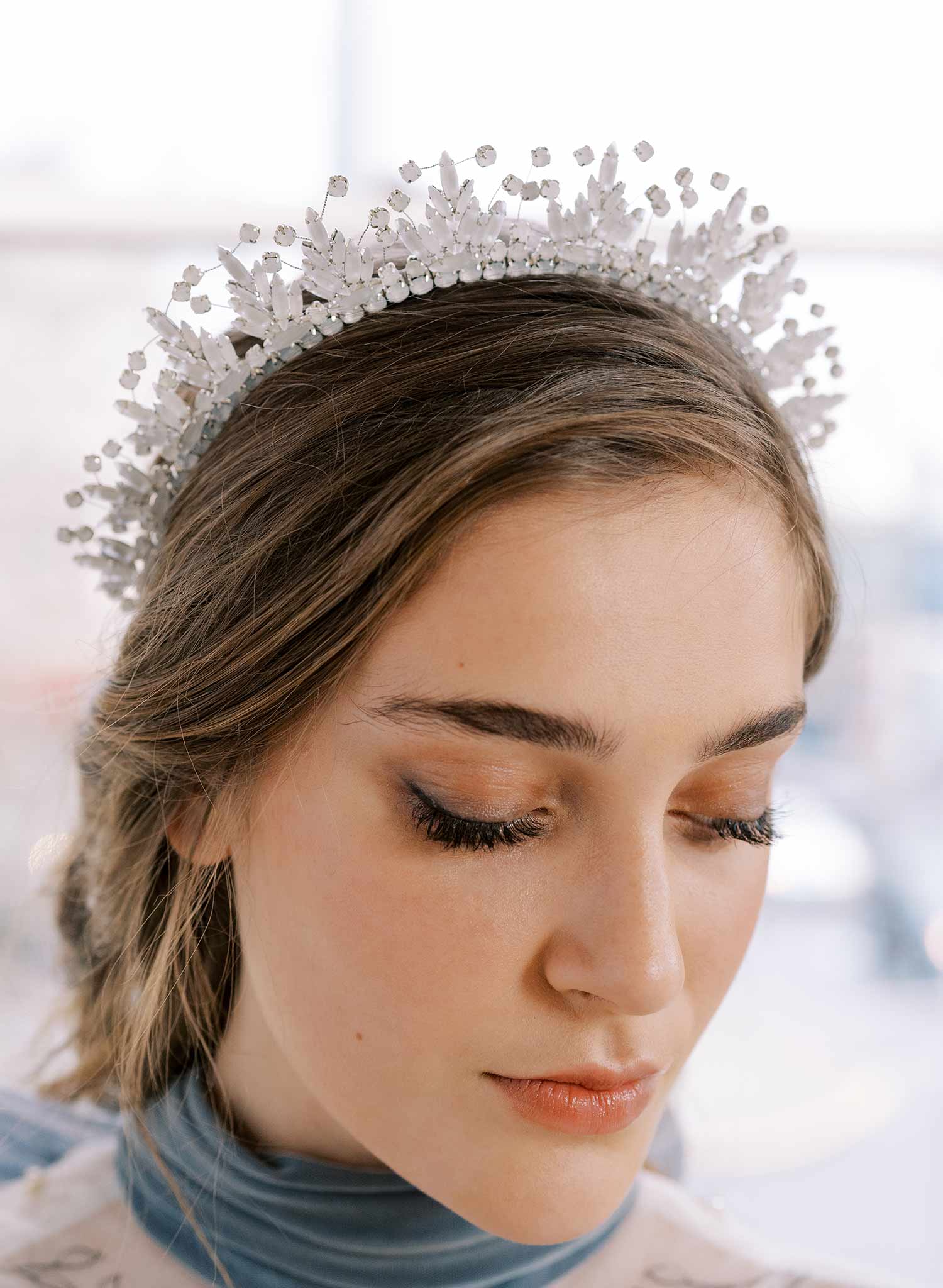 Opal Crystal Quartz Gemstone Headband Tiara discount Crown Woman Wedding Bridal Natural Headpiece