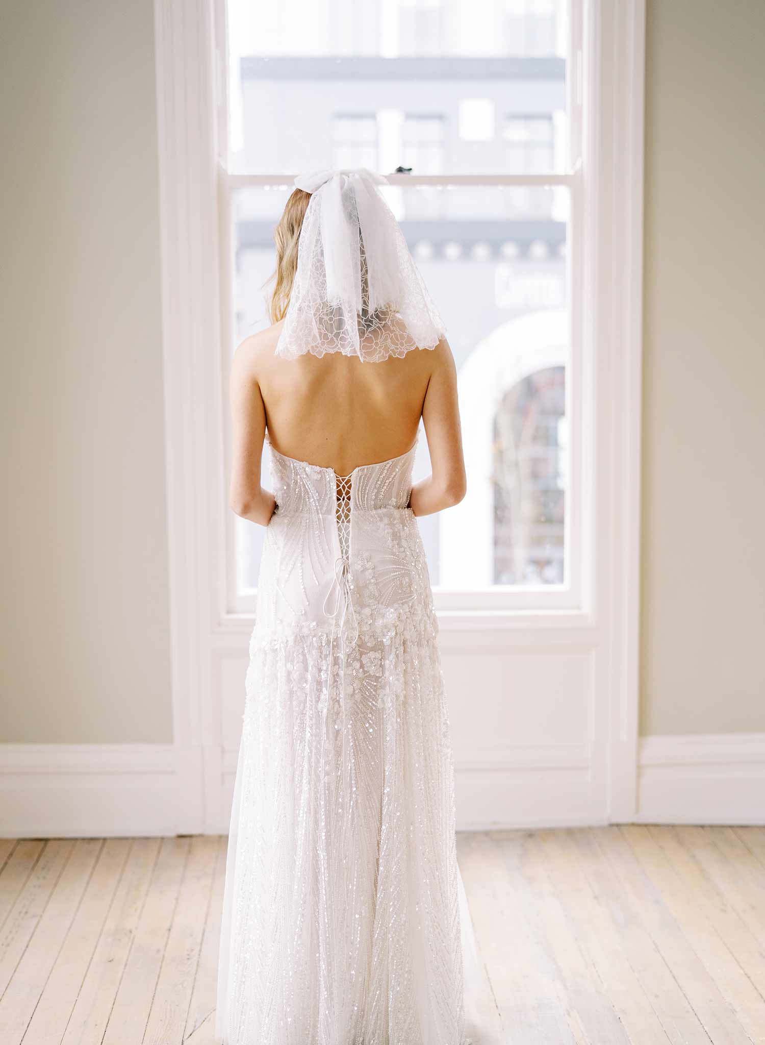 soft tulle white bridal hair bow, twigs and honey