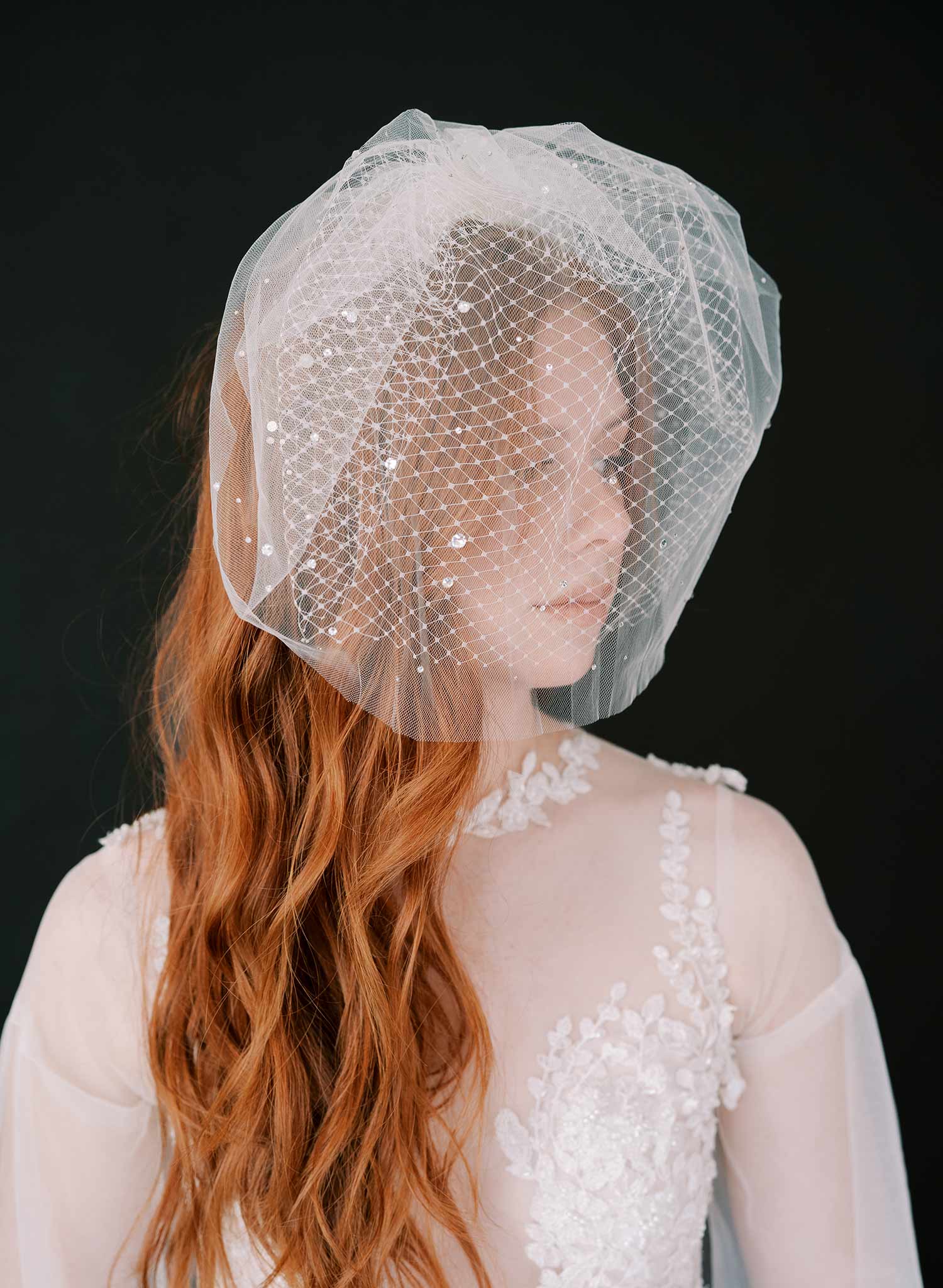 Double Layer Birdcage Veil, Bridal Veil with Tulle deals and French Netting, Blusher, Wedge Veil, white, ivory, champagne, pink champagne - 127BC