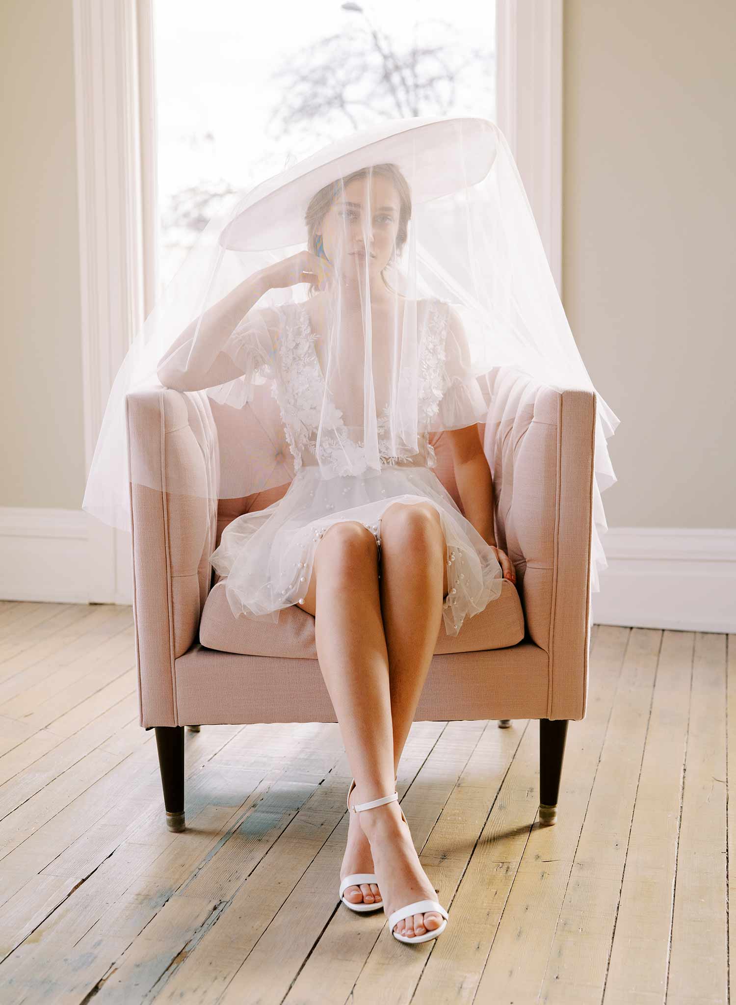 wide tulle veil long veil wedding hat, twigs & honey