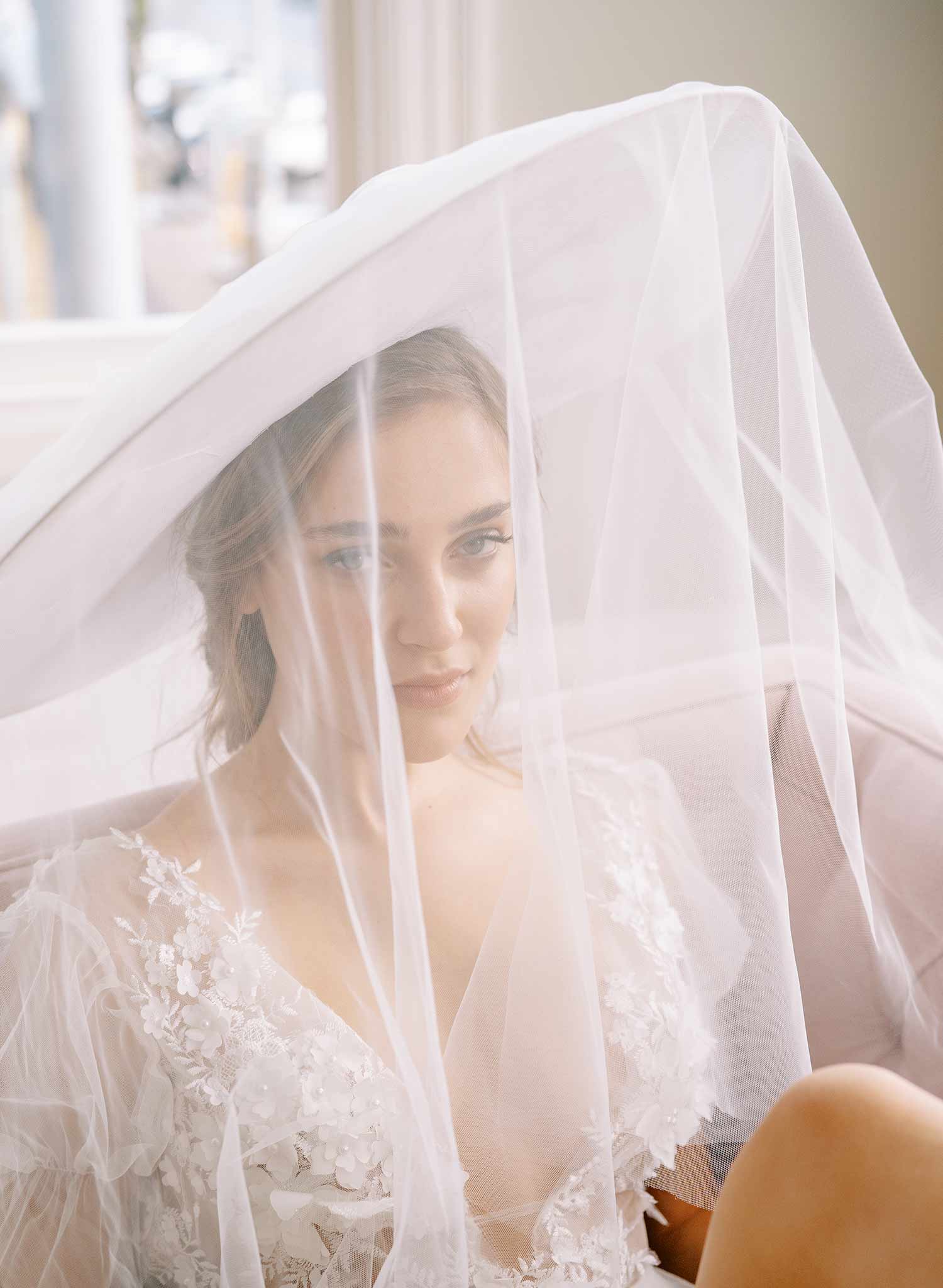 wide tulle veil long veil wedding hat, twigs & honey