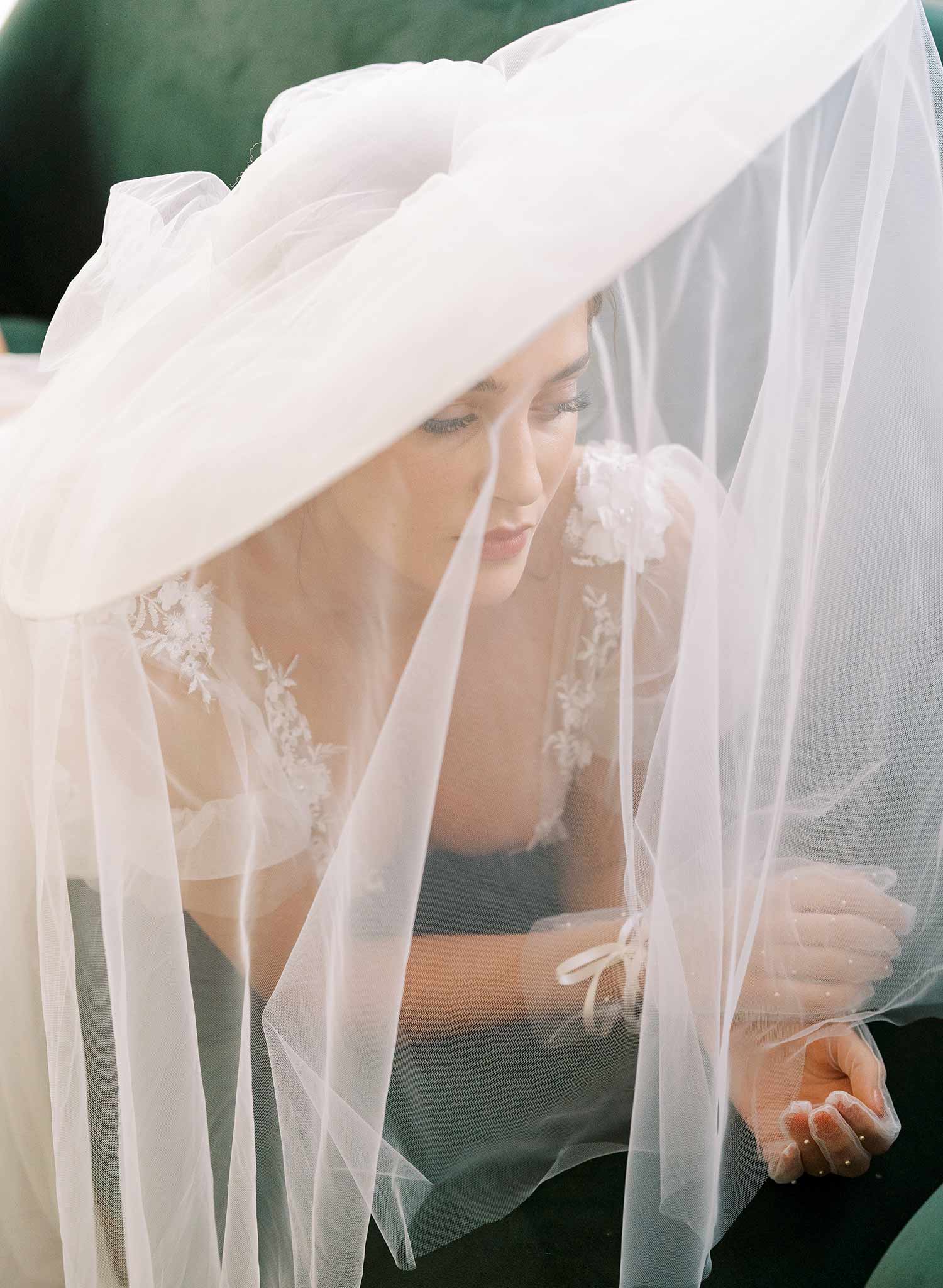 wide tulle veil long veil wedding hat, twigs & honey