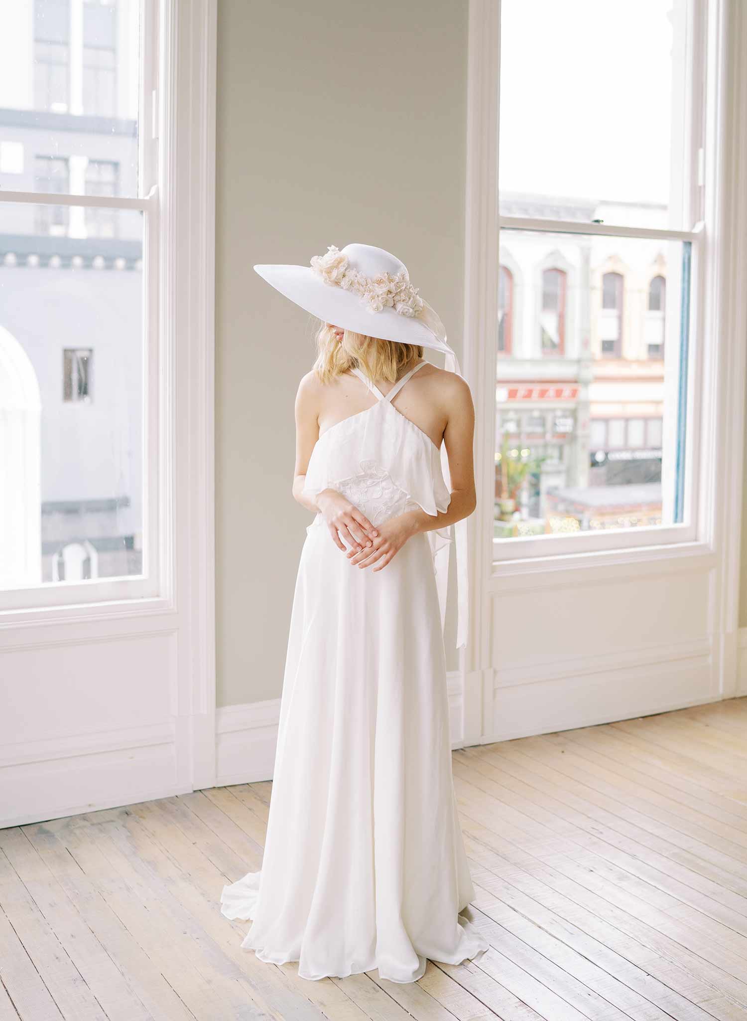 Wedding Hat with Silk Flowers and Bow Floral Bouquet Bridal Hat Style 2457