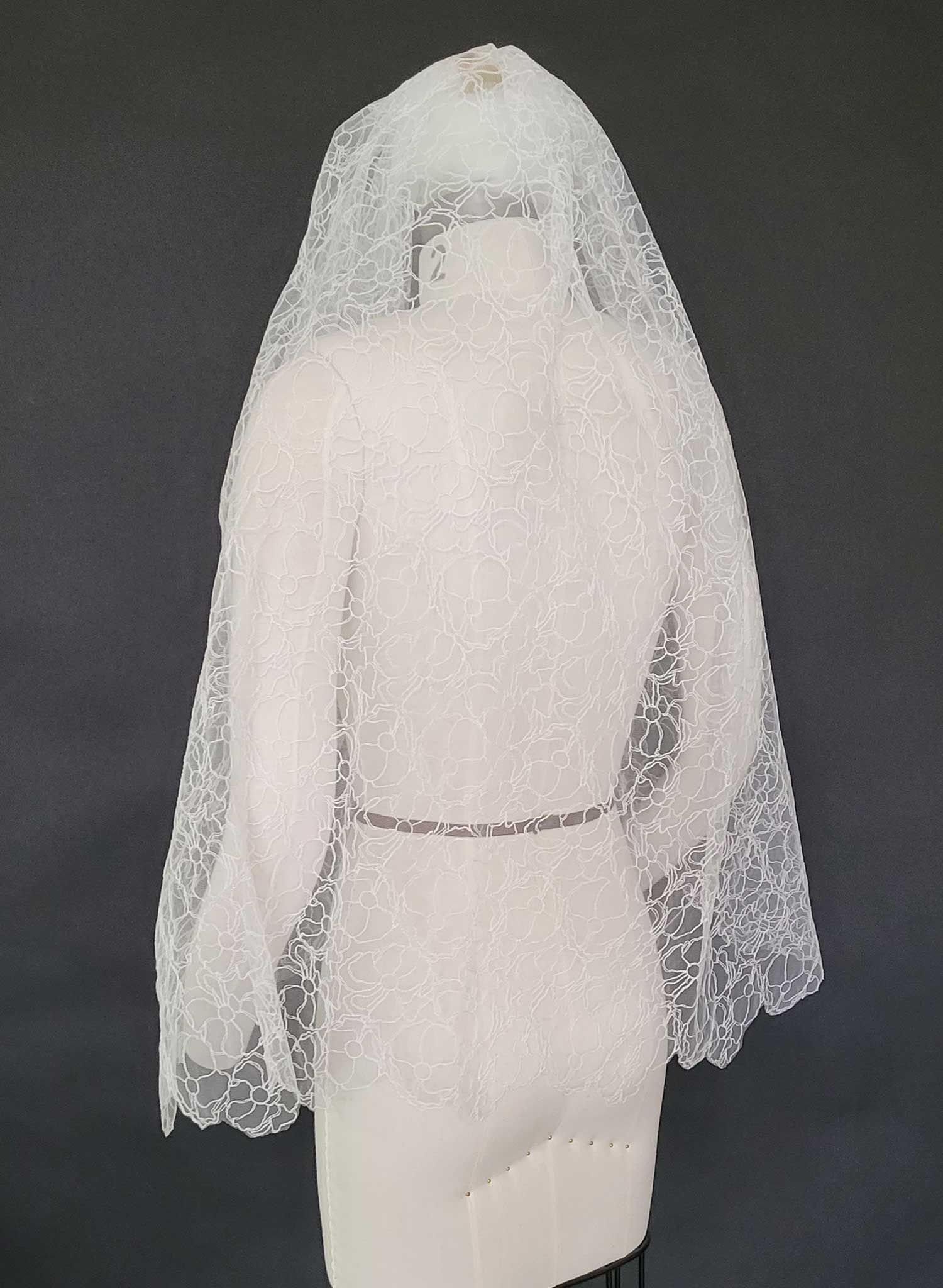 short white lace wedding veil, twigs & honey