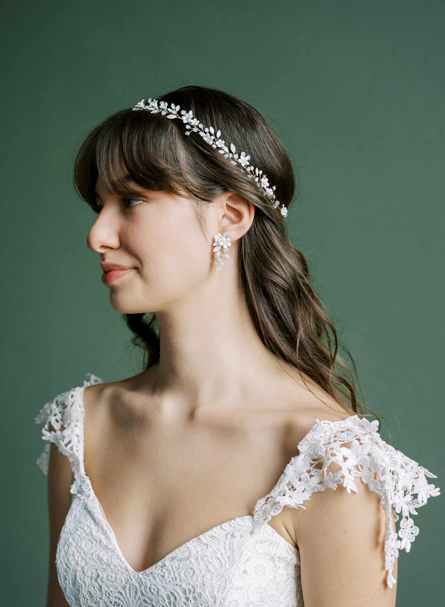 Opal crystal and porcelain handmade flower hair vine, hair accessory by Twigs & Honey