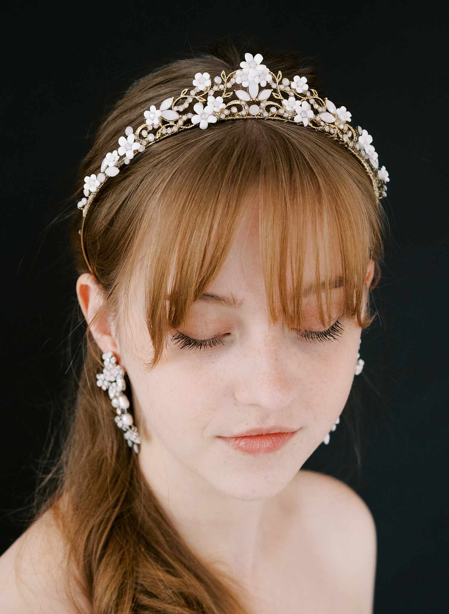 Opals and petite daisies bridal tiara - Style #2504