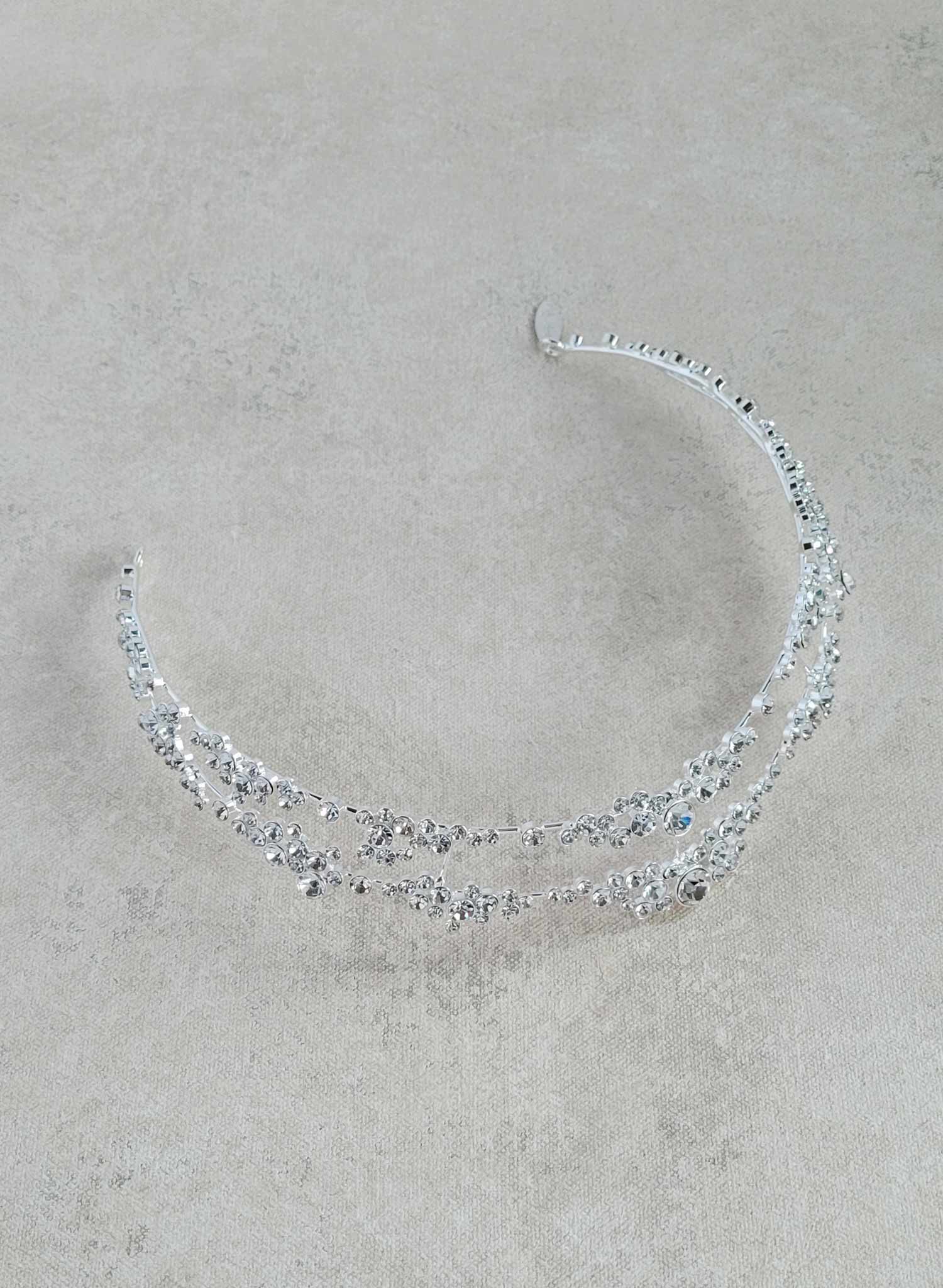 Crystal champagne bubbles inspired bridal crown, tiara. Silver or Gold. By Twigs & Honey