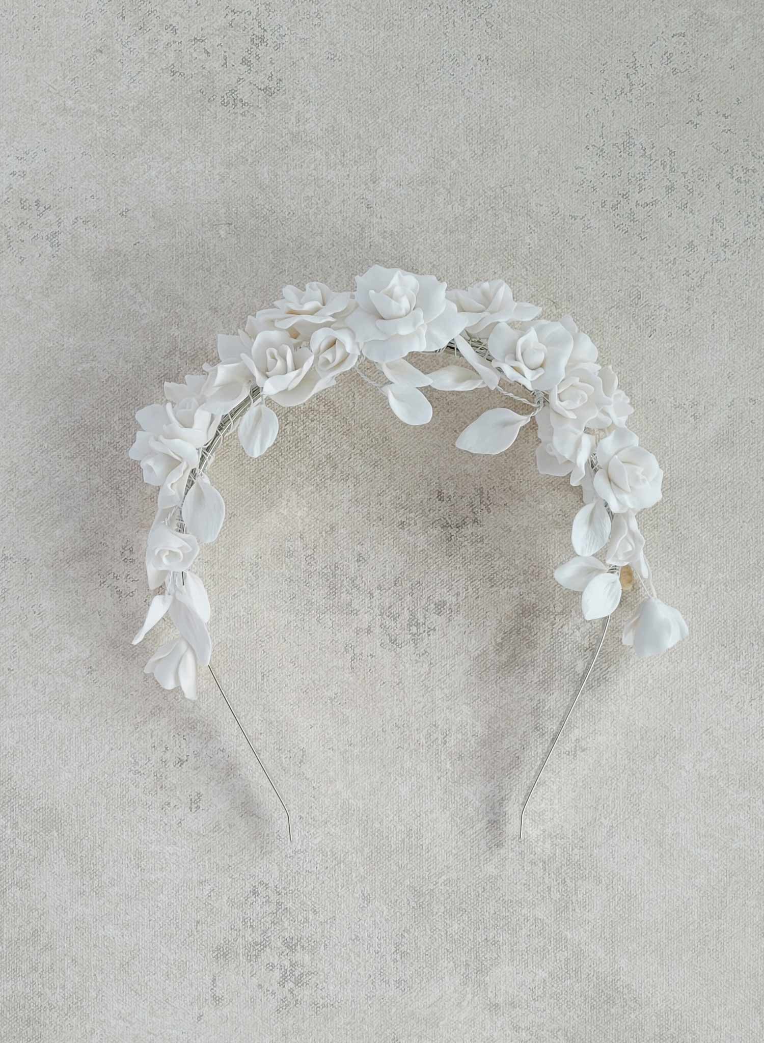 Matte clay rosette bridal headband - Style #2513