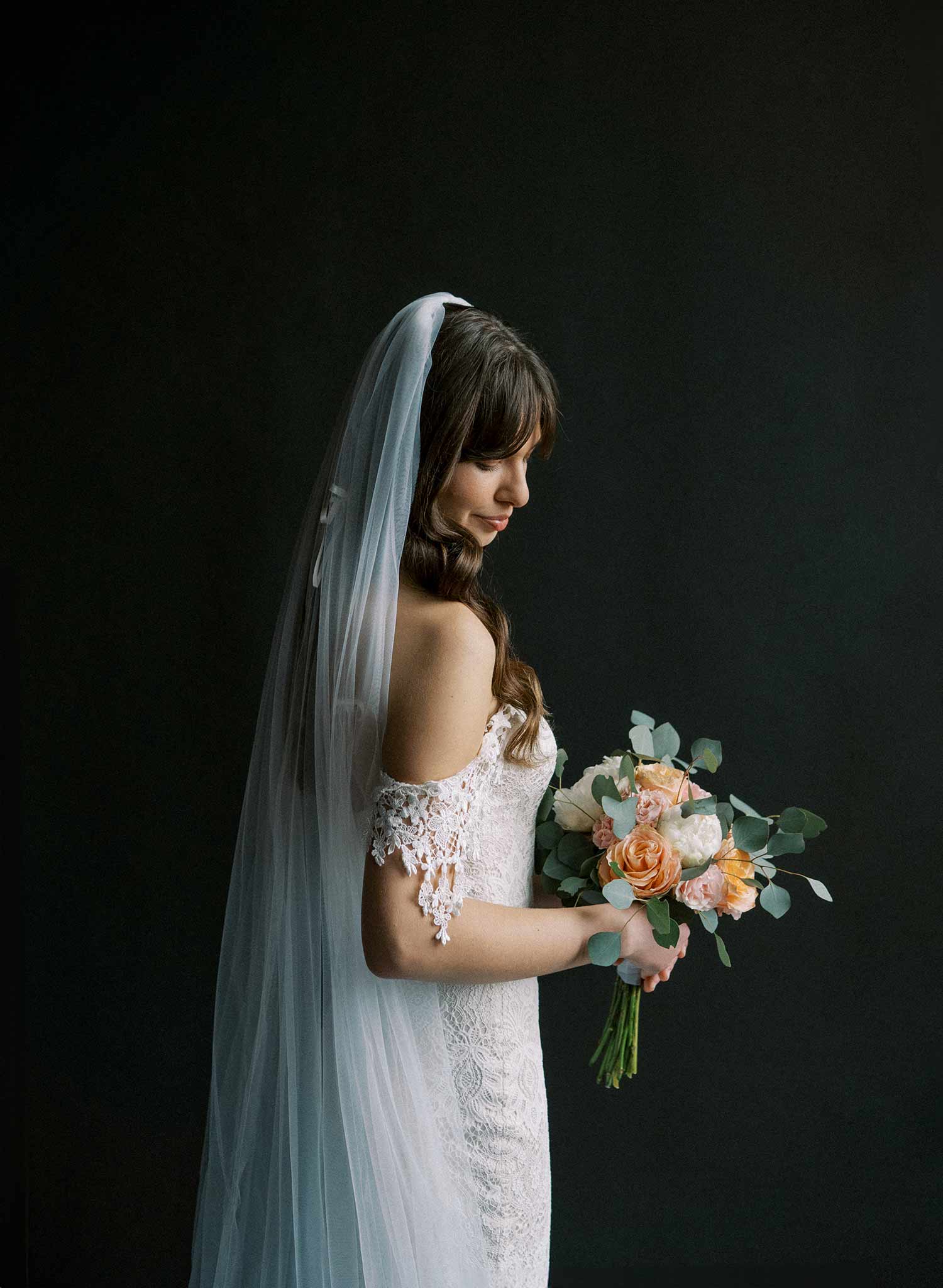 Extra wide bridal chapel length train veil made from soft tulle. By Twigs and Honey