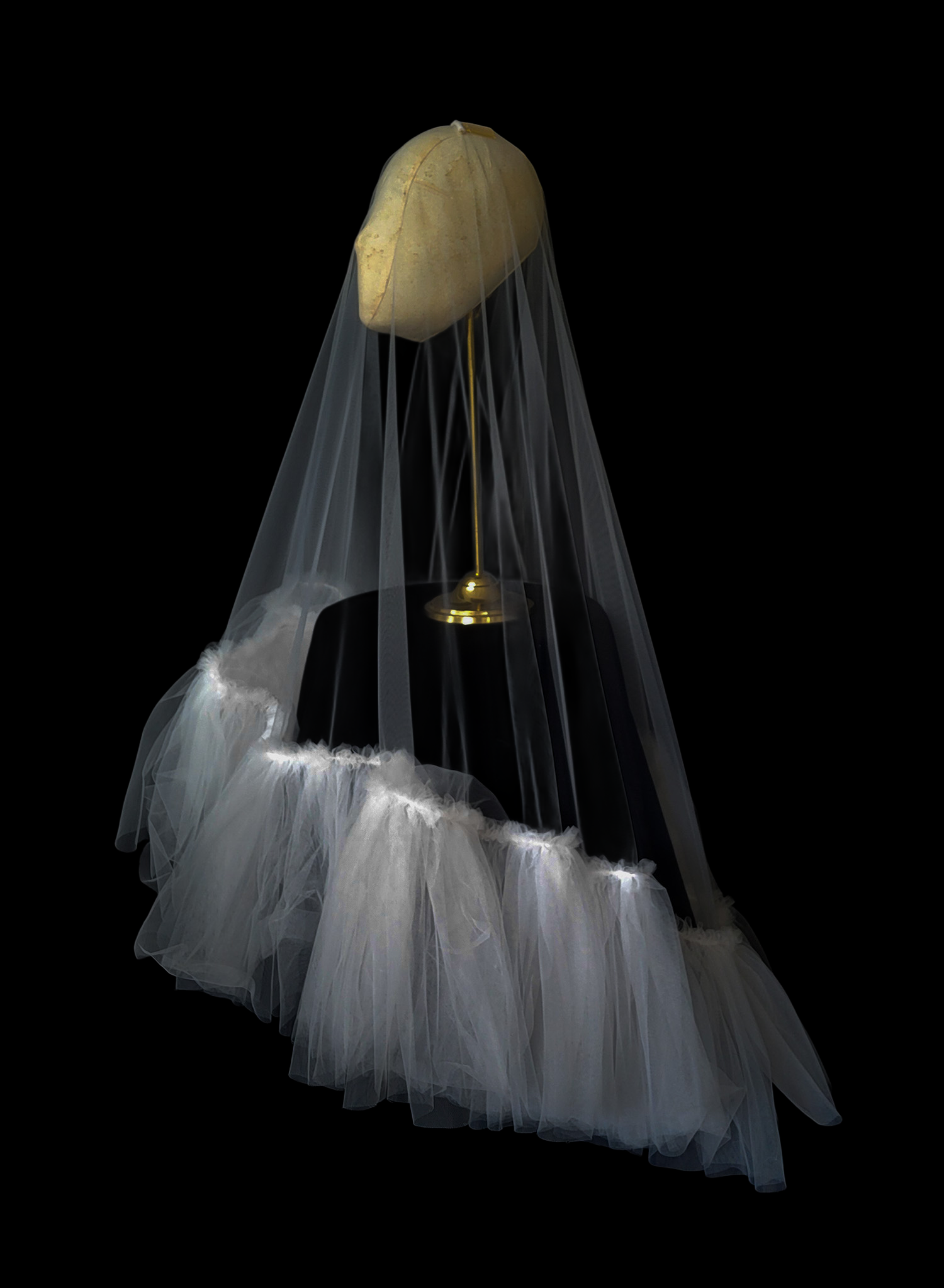 Luxurious, dramatic bridal veil with dense fringe edge, made from tulle and by Twigs and Honey