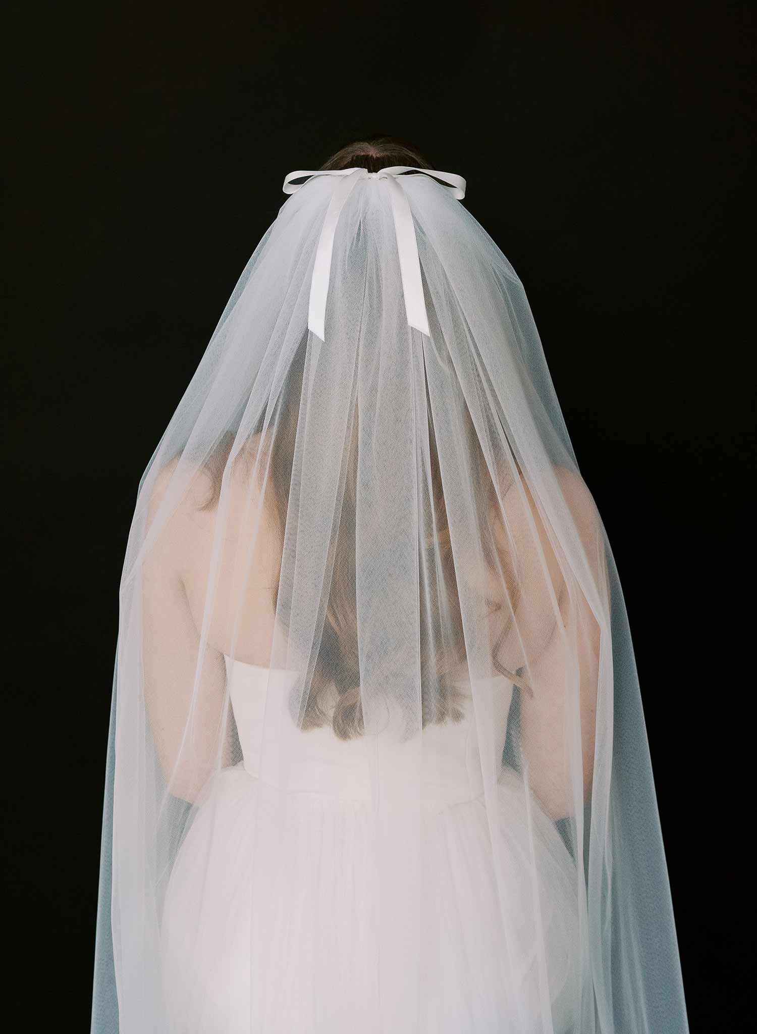 Bridgerton, Castle core, Victorian inspired, soft tulle veil with scalloped and gathered bottom with silk bows by Twigs & Honey.