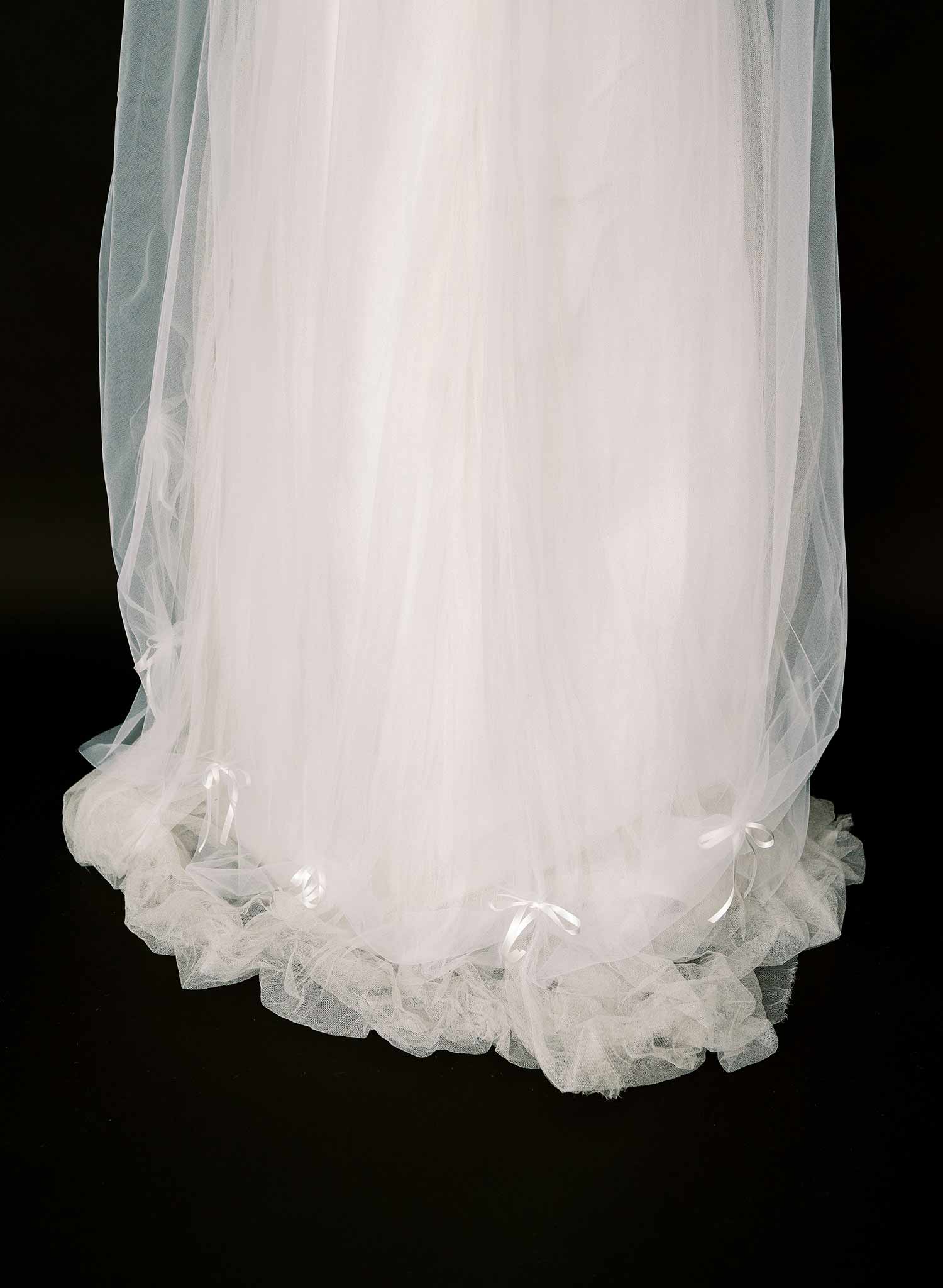 Bridgerton, Castle core, Victorian inspired, soft tulle veil with scalloped and gathered bottom with silk bows by Twigs & Honey.