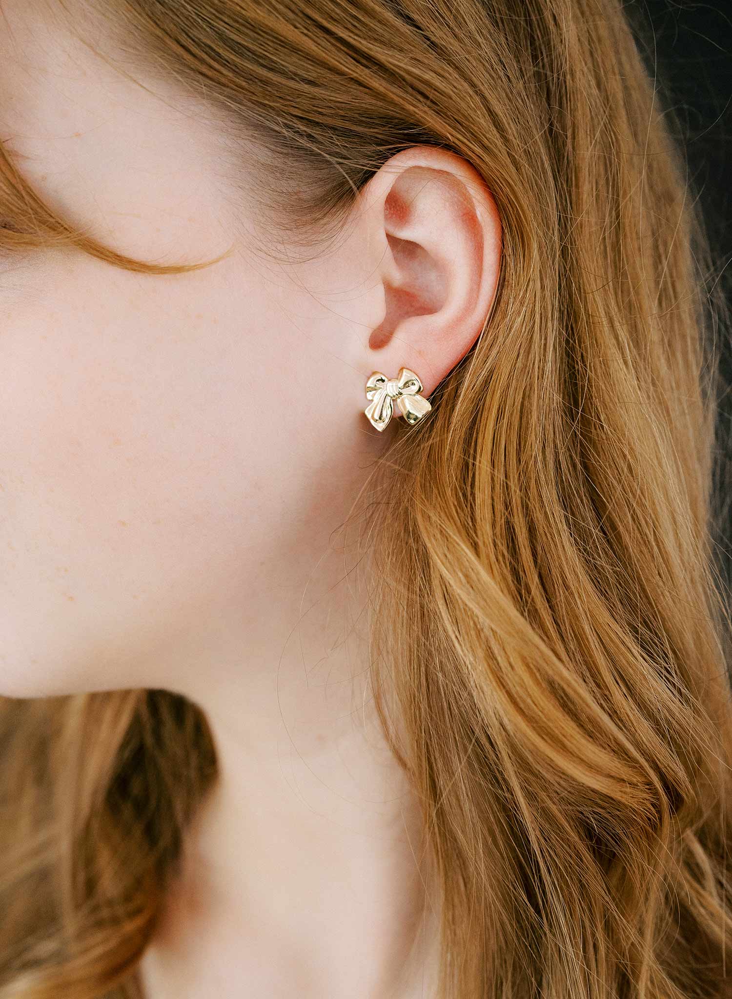 Petite bridal earrings. Gold bows with post backs by Twigs & honey