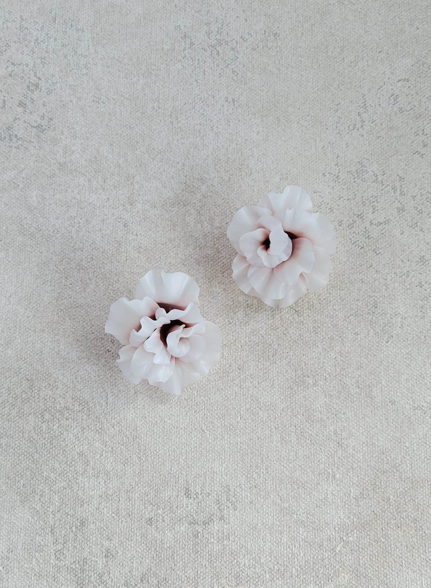 Wedding peony clay earrings by Twigs and Honey. Post back.