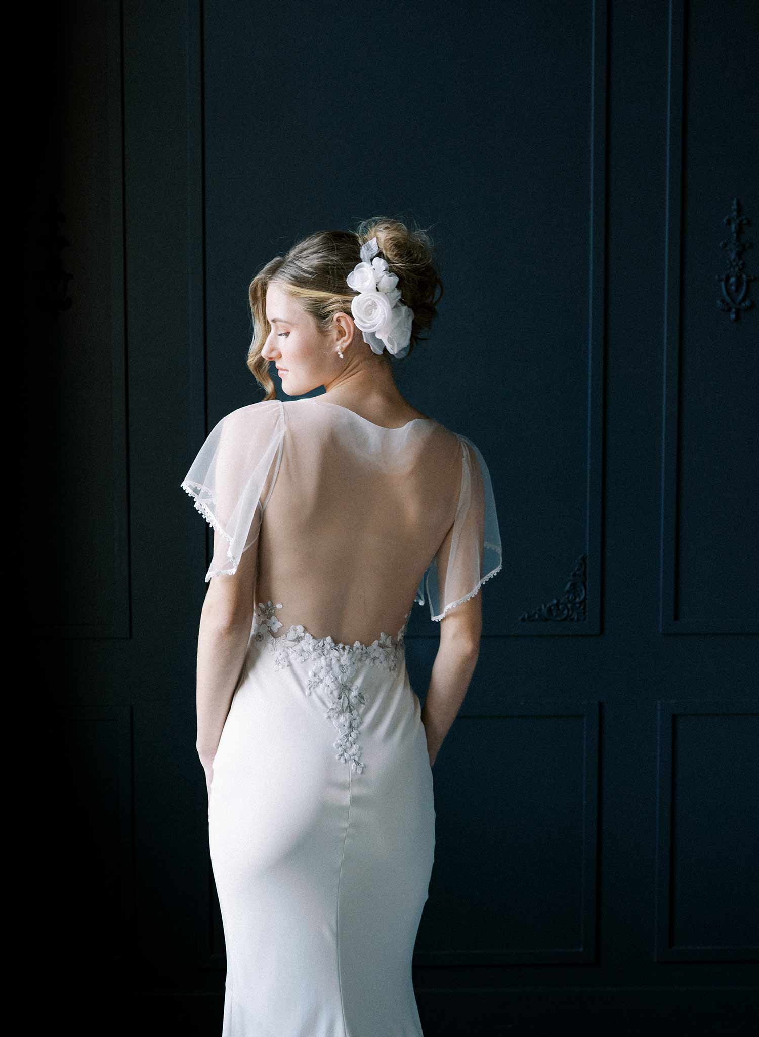 Wedding bridal hair comb with silk rosette flowers by Twigs and Honey