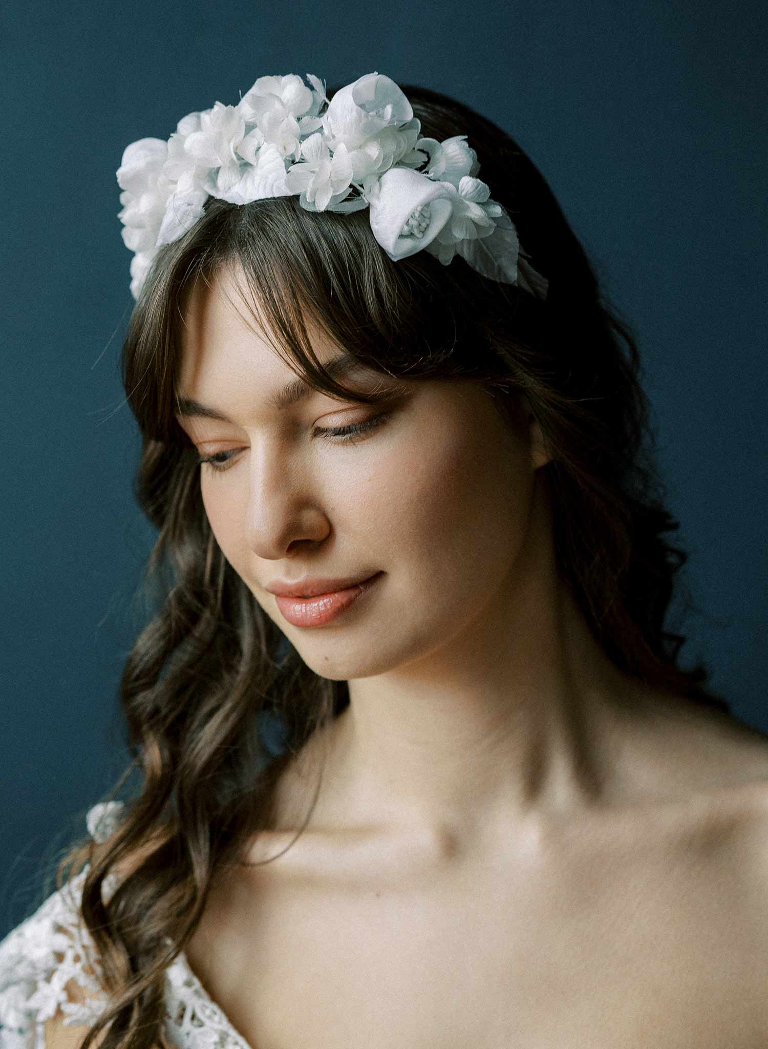 Handmade silk rosette flower headband - Style #2554