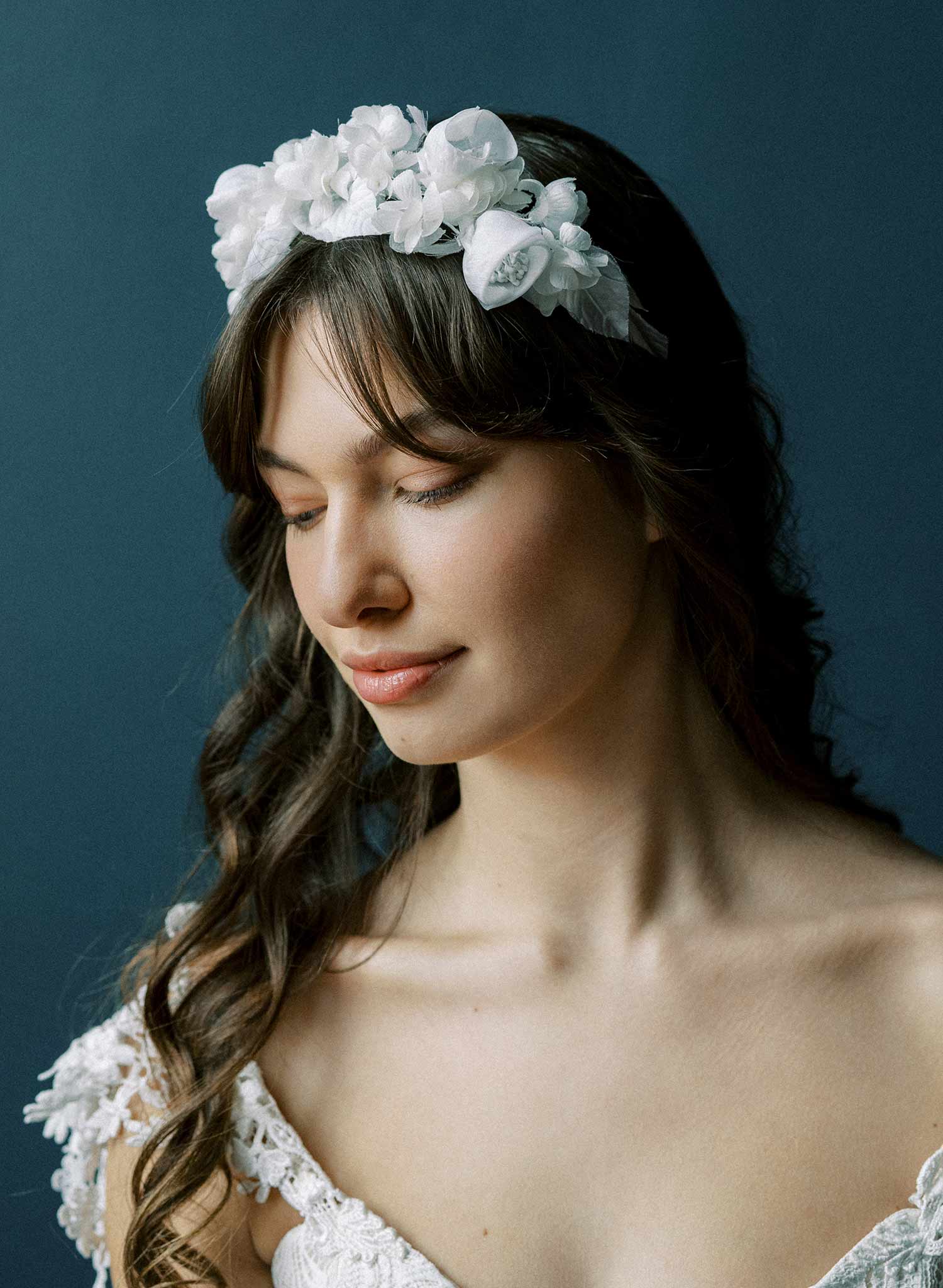 Handmade silk rose flower bridal tiara, headband by Twigs & Honey