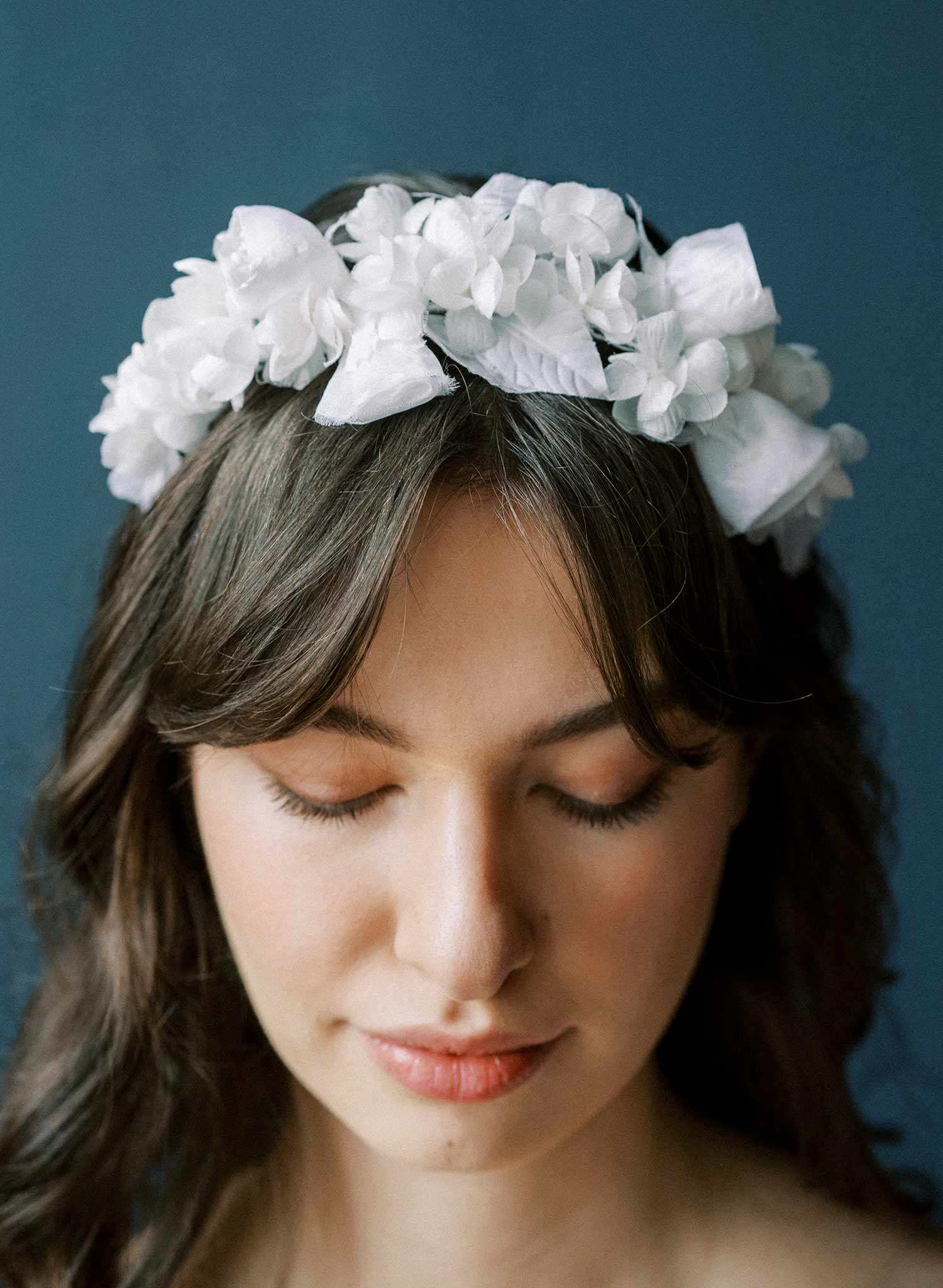 Handmade silk rosette flower headband - Style #2554