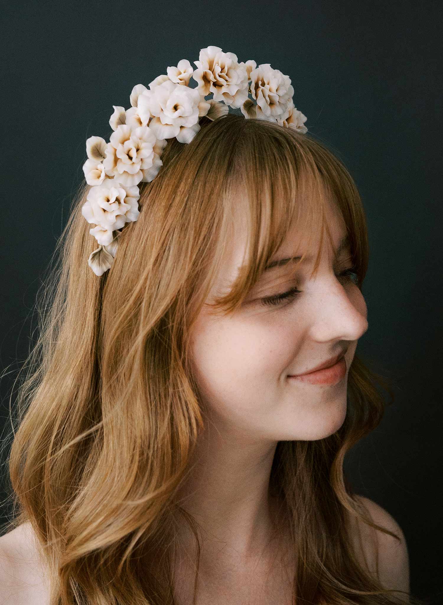 Decadent peony raised bridal tiara - Style #2559