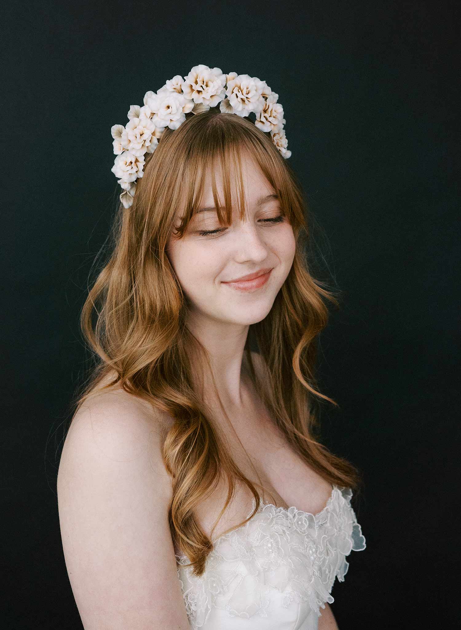 Decadent peony raised bridal tiara - Style #2559