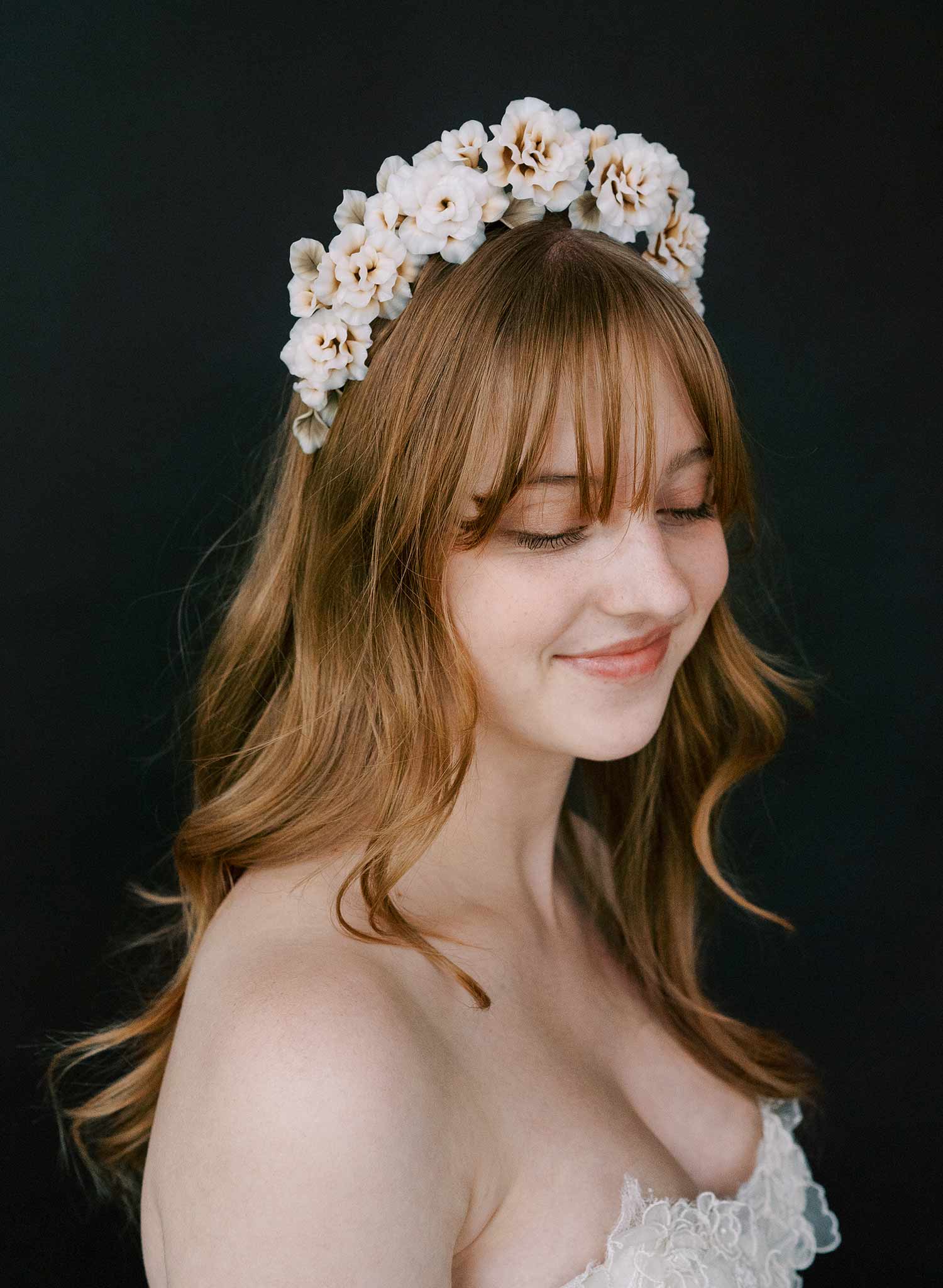 Decadent peony raised bridal tiara - Style #2559