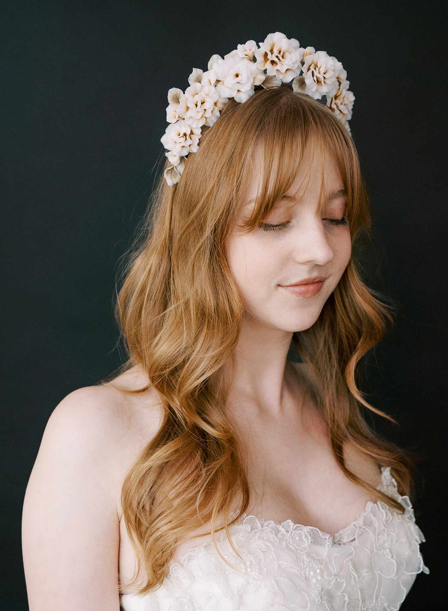 Decadent peony raised bridal tiara - Style #2559