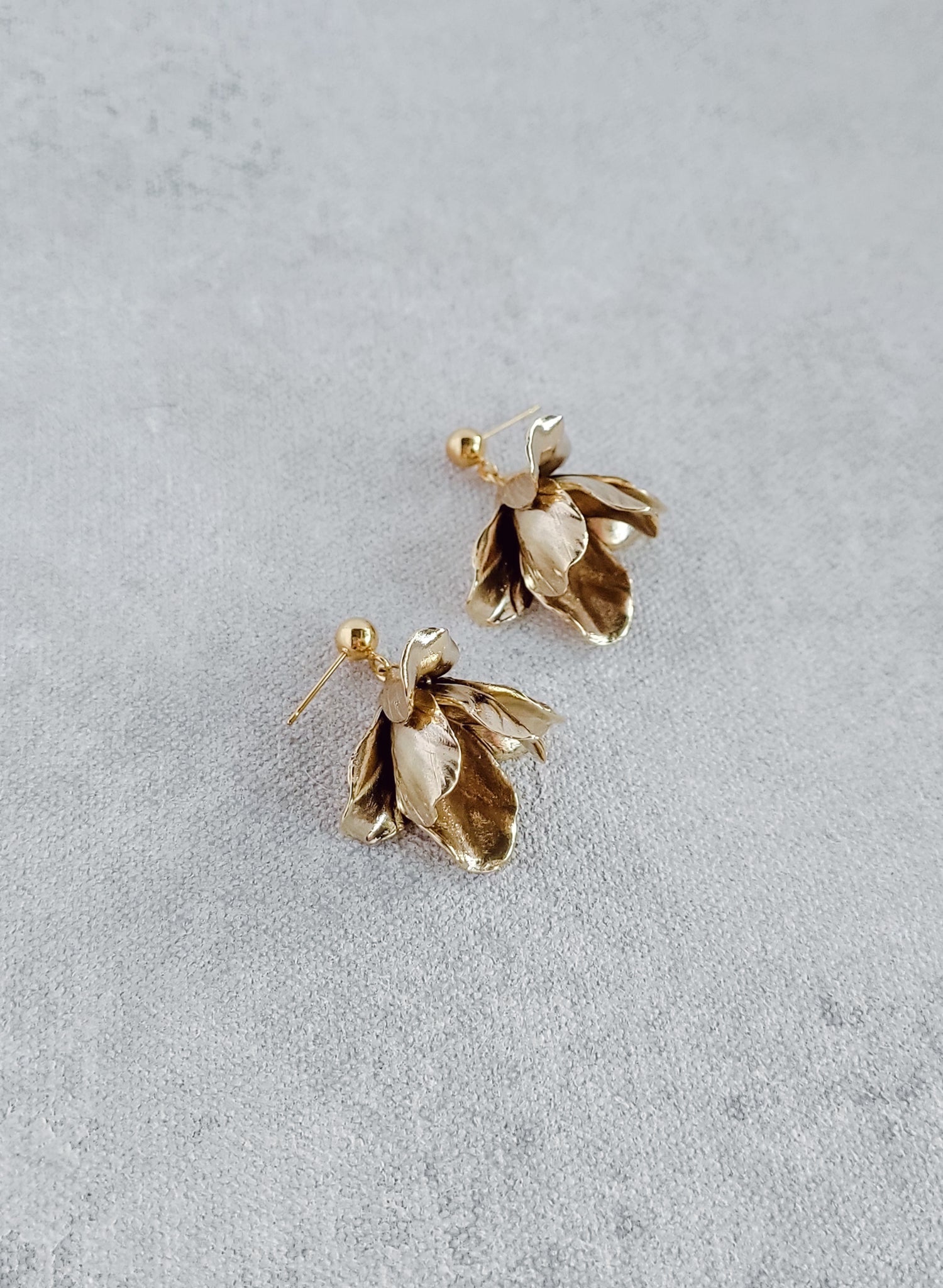 Hand sculpted bridal brass drop earrings, gold, by Twigs and Honey