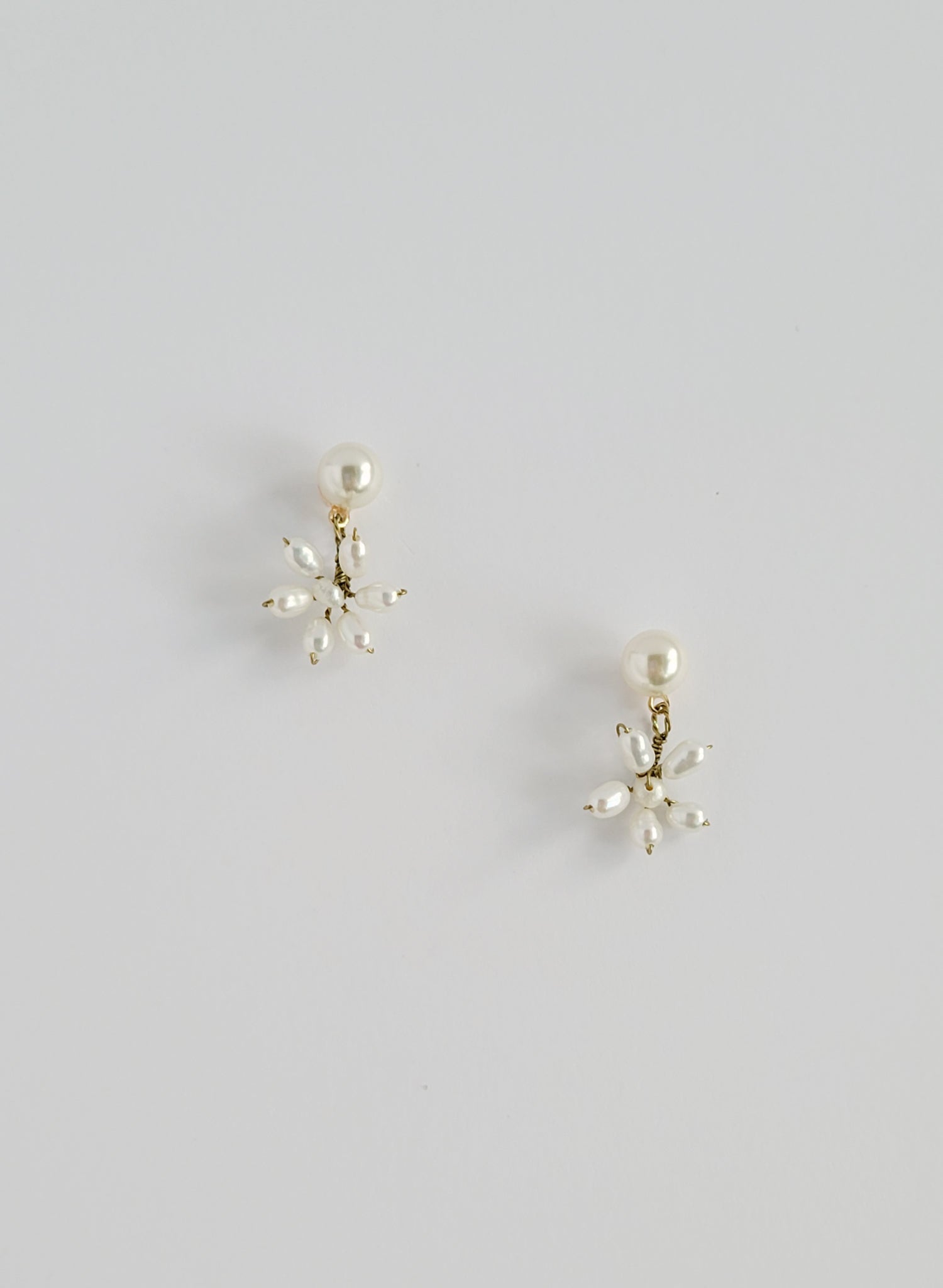 Petite bridal freshwater pearl earrings, post back by Twigs and Honey