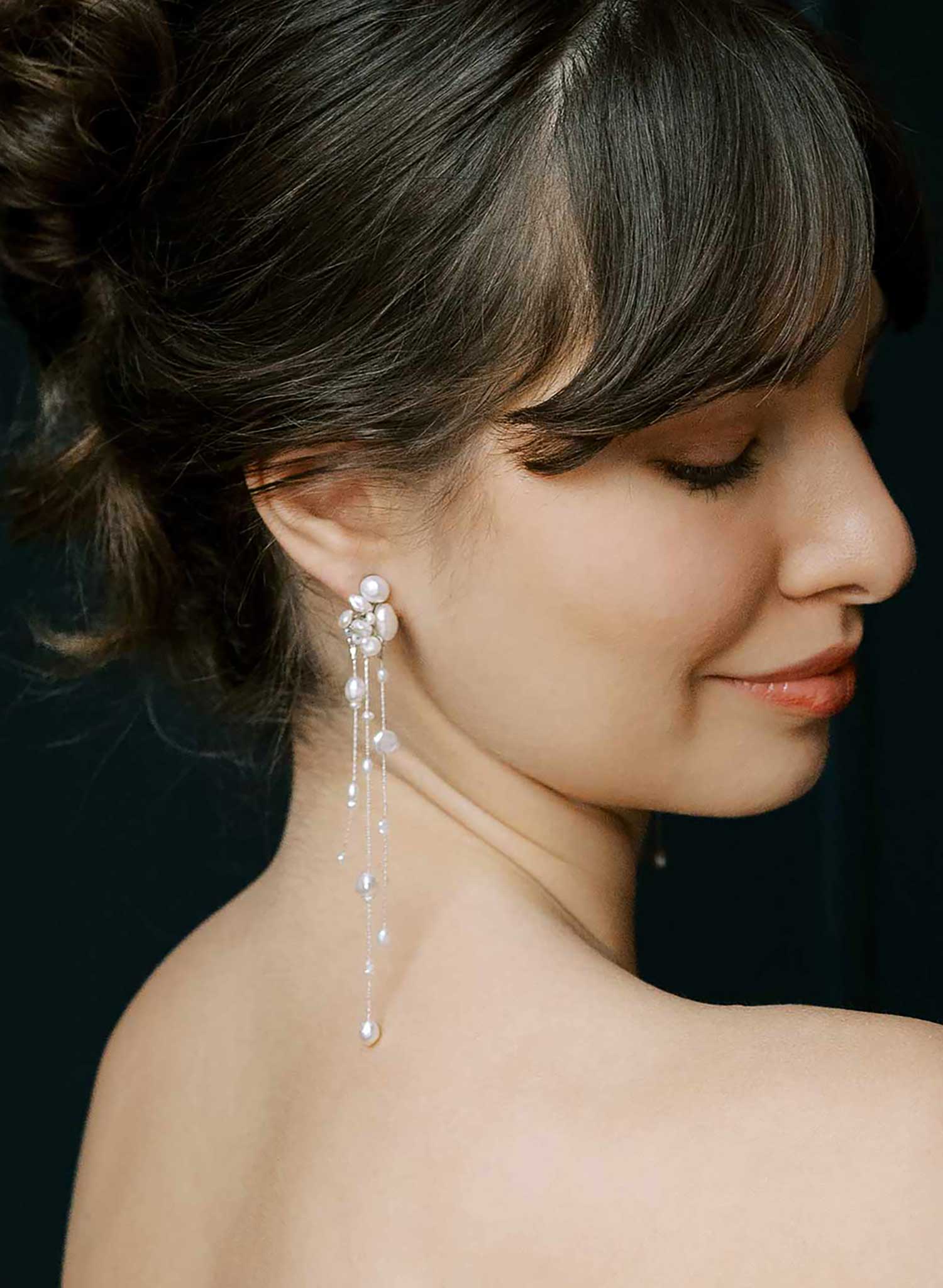 Romantic bridal, twisted pearl chandelier earrings by Twigs & Honey