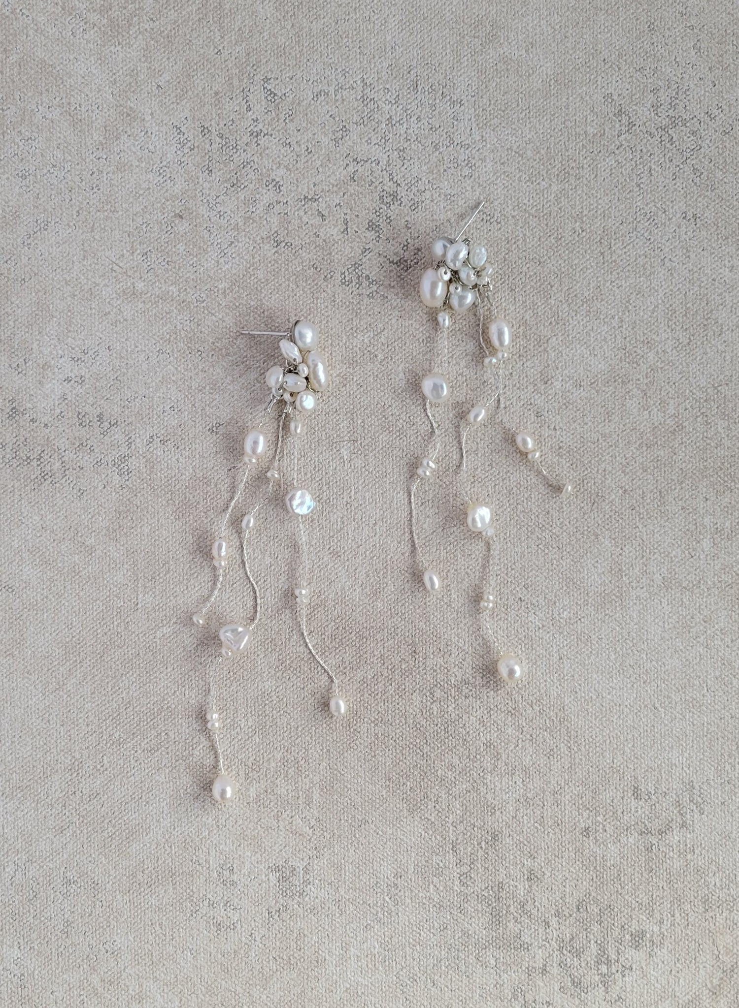 Romantic bridal, twisted pearl chandelier earrings by Twigs & Honey