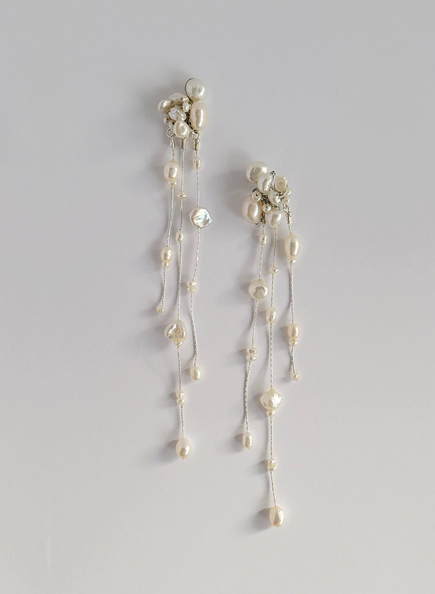 Romantic bridal, twisted pearl chandelier earrings by Twigs & Honey