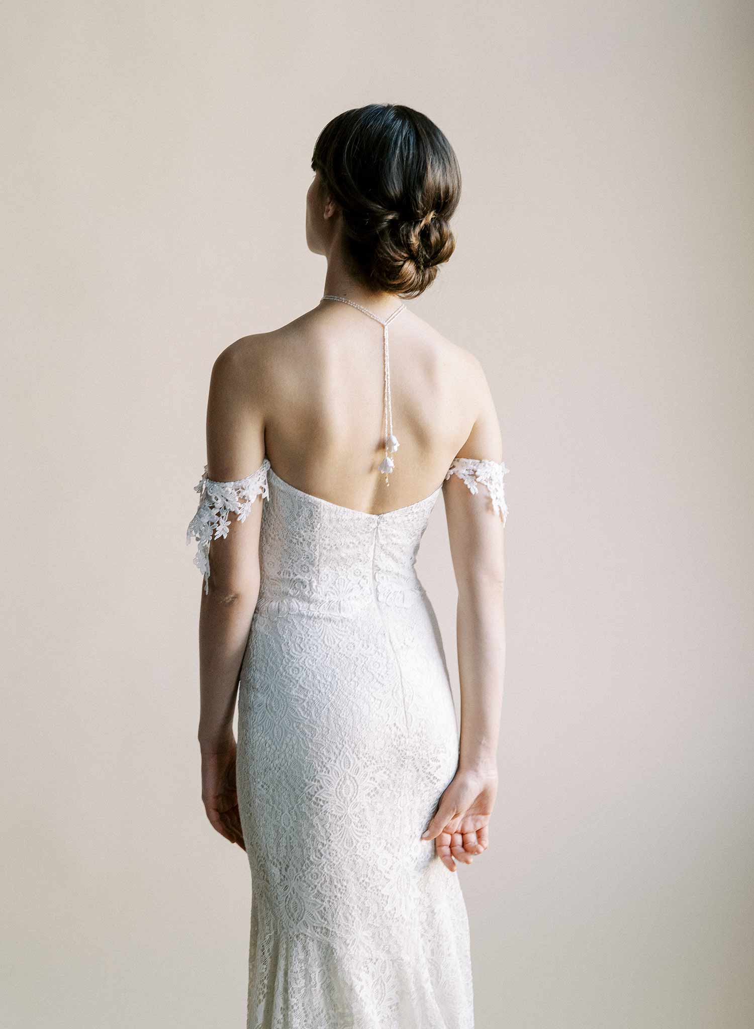 Bridal pearl floral inspired wrap, extra long necklace by Twigs and Honey