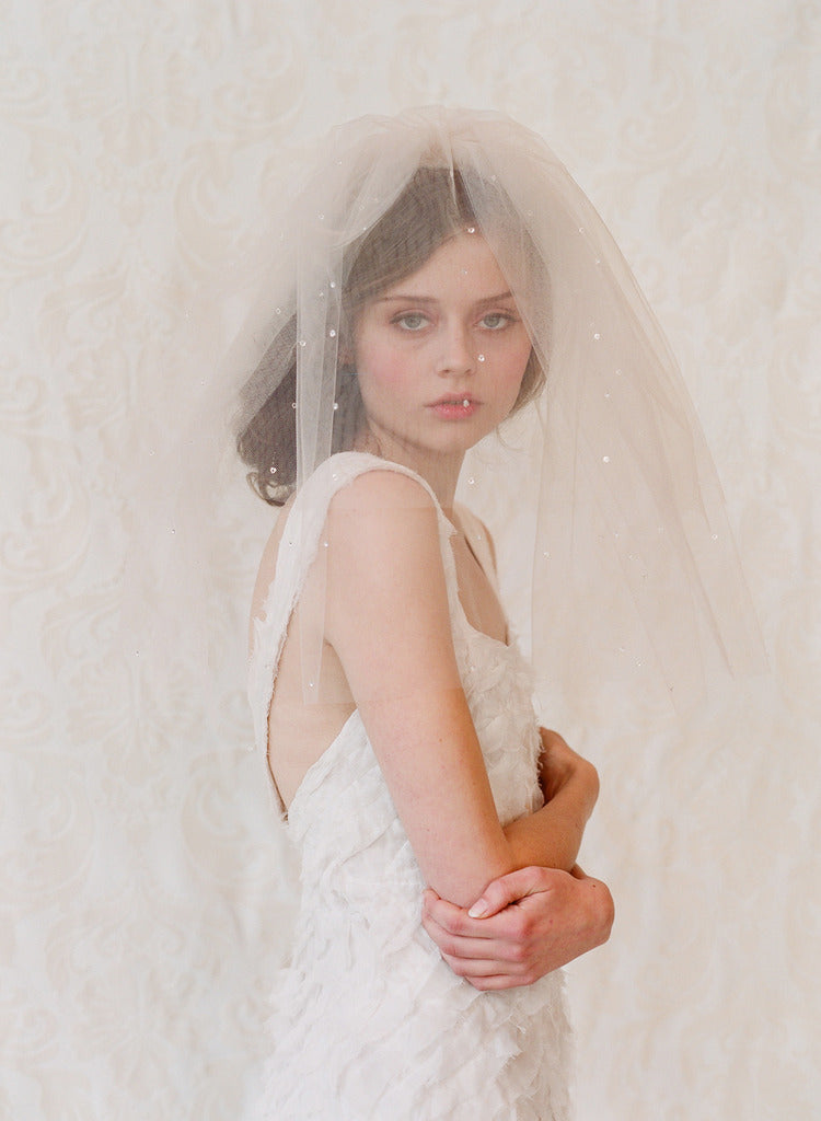 tulle veil with blusher, wedding veil