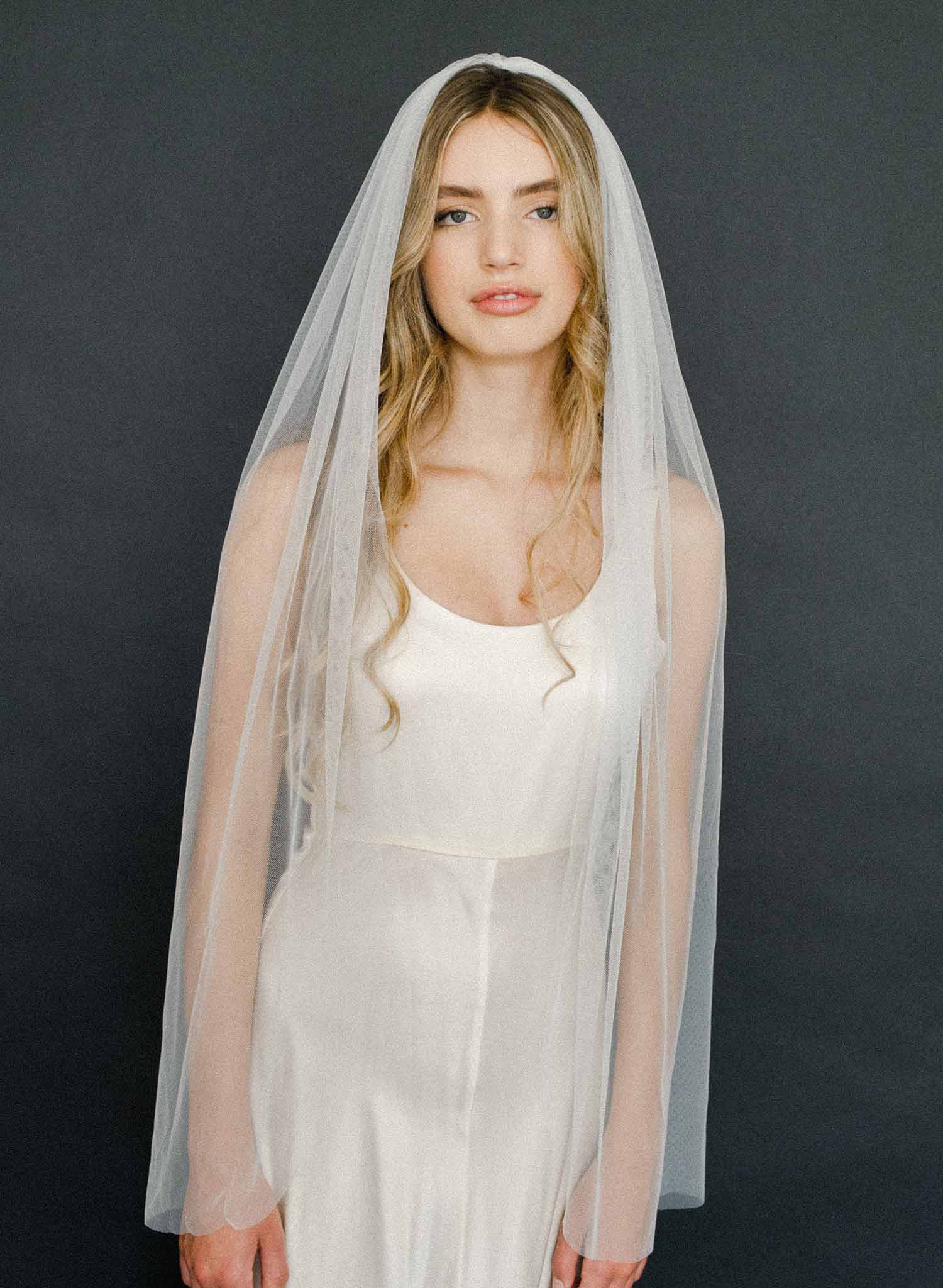 bridal gossamer tulle veil, simple, raw, fingertip, twigs & honey weddings