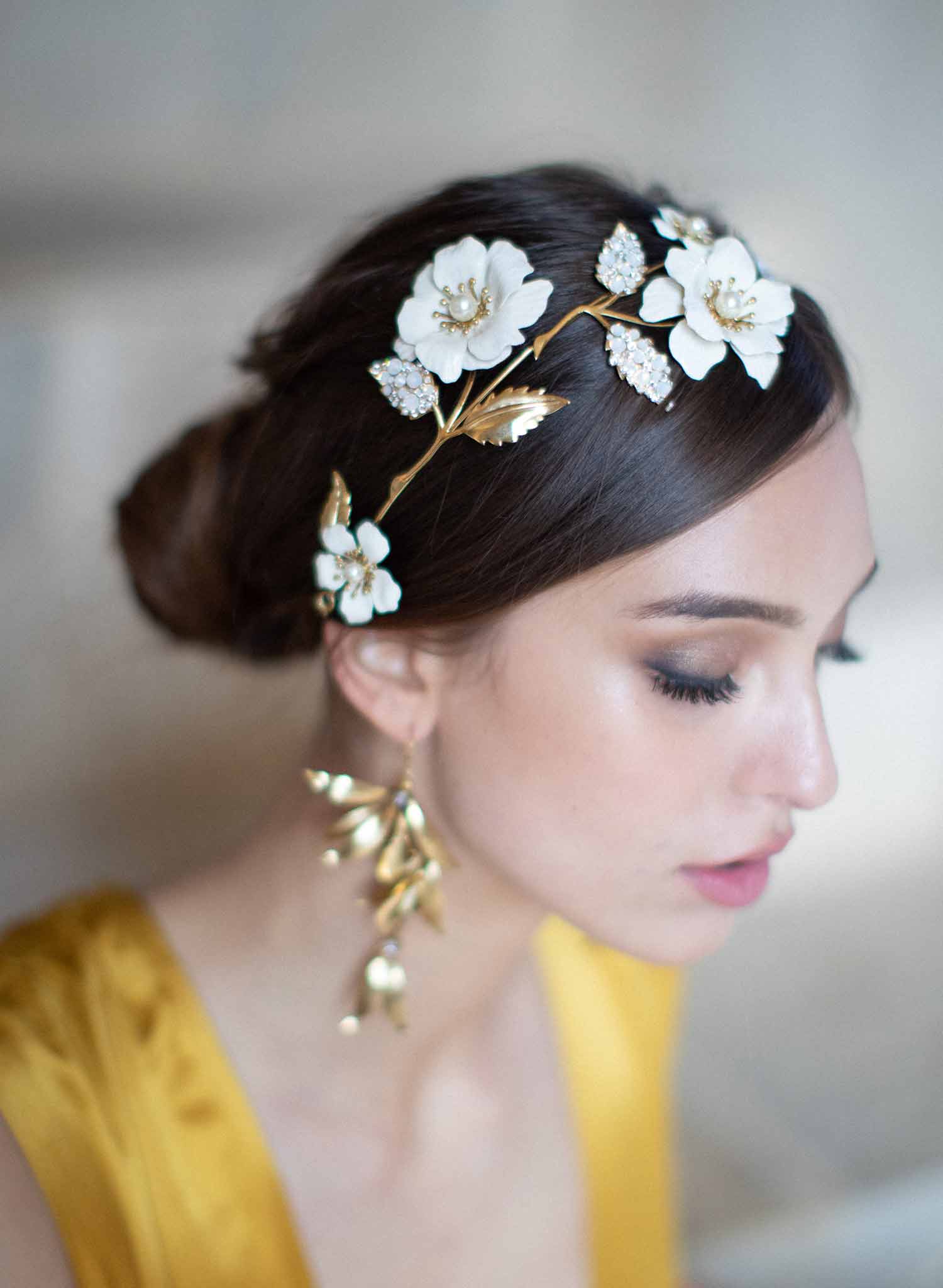 bridal crystal flower headpiece by twigs and honey, wedding hair accessory