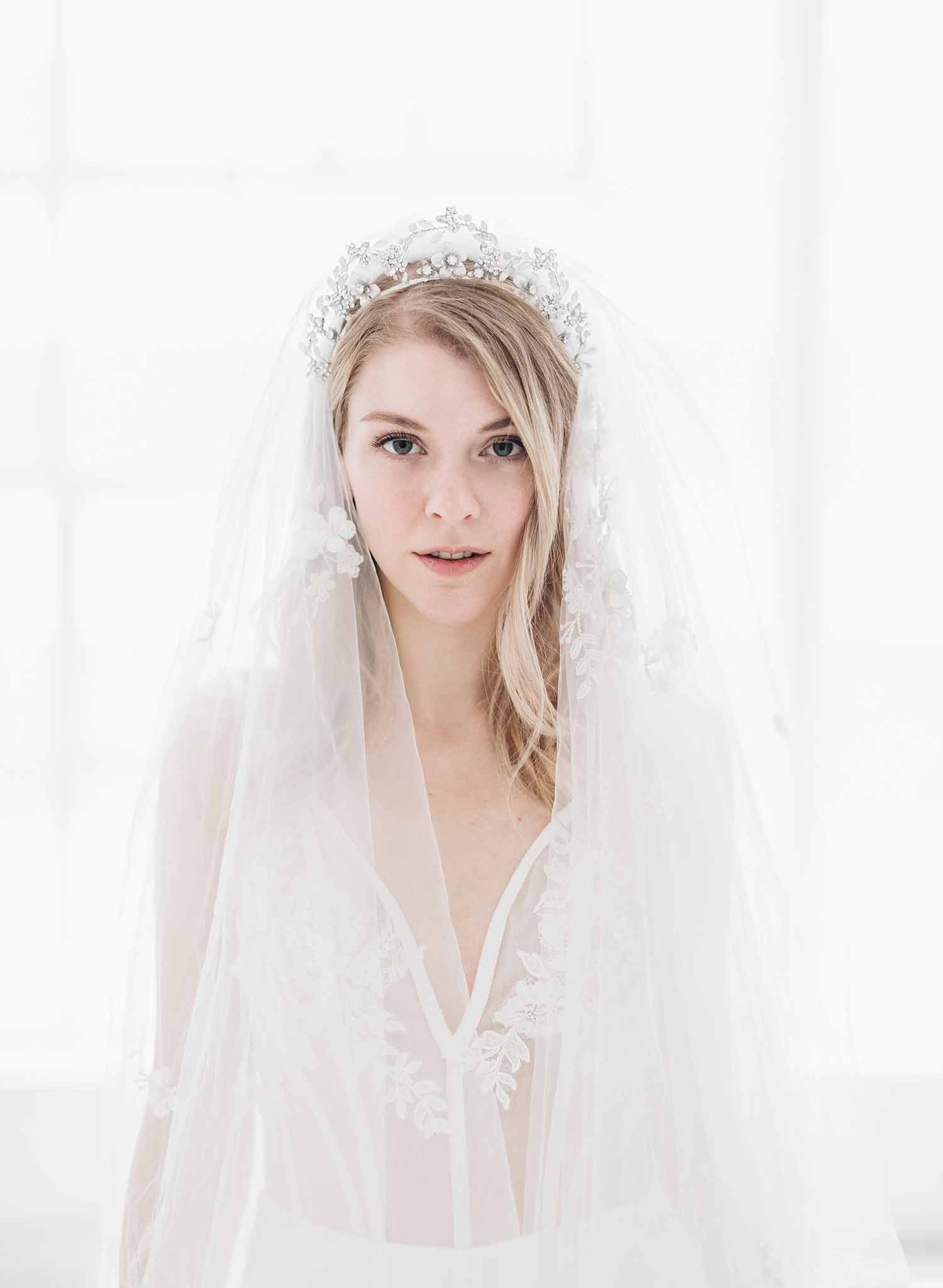 Champagne Boho Floral Wedding Veil  Made in London – Betty Gets Hitched