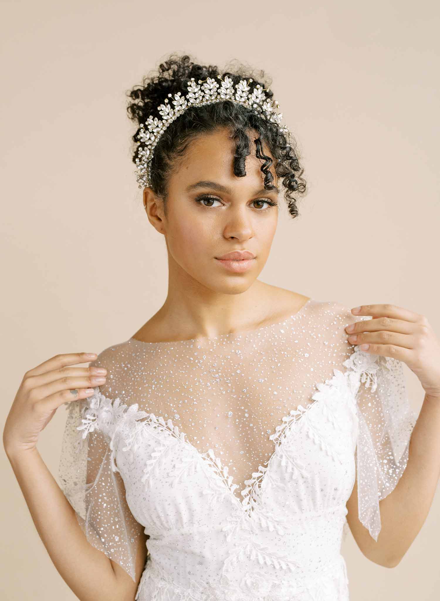 bridal crystal tiara crown, ornate, twigs & honey