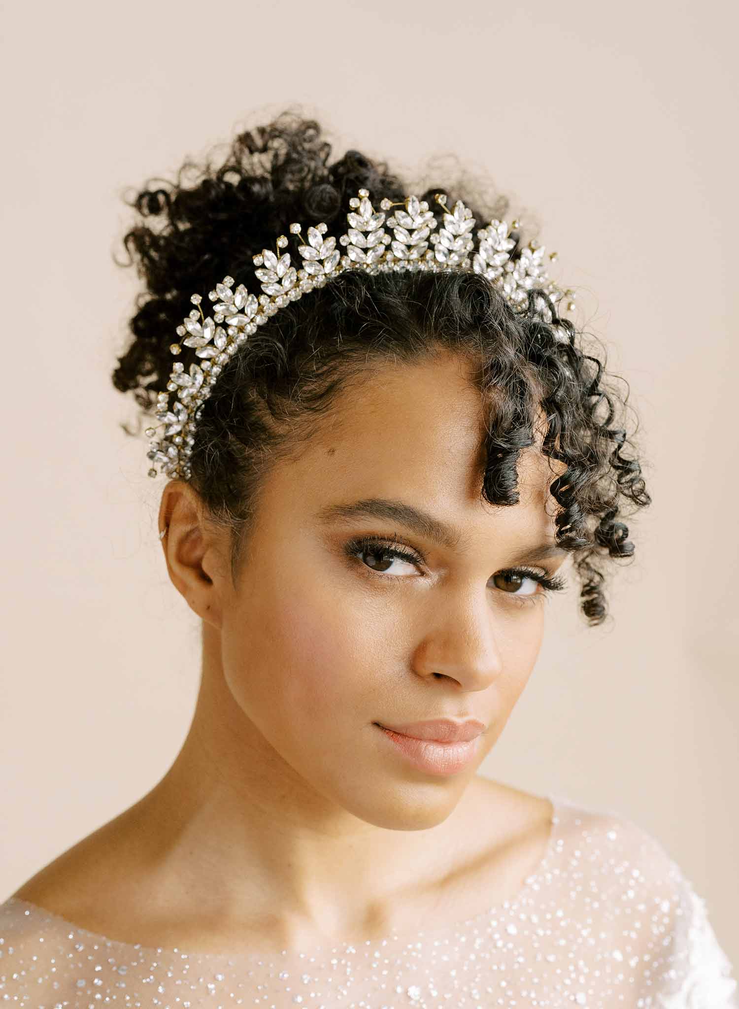 bridal crystal tiara crown, ornate, twigs & honey