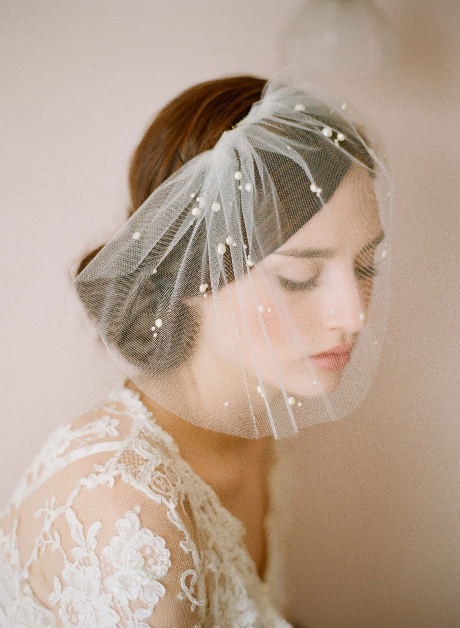 Marvine (Accessory - Veil) Marvine Shimmery Chapel-Length Alternative Lace  Bridal Veil