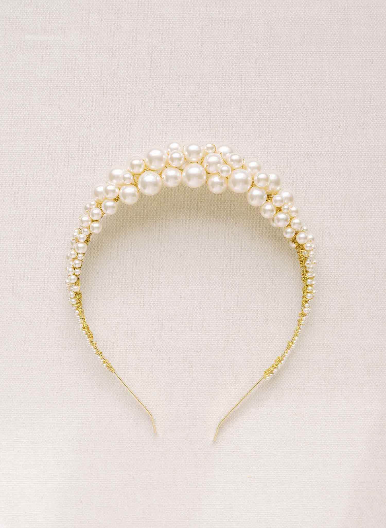 pearl layered swarovski headband, crown by twigs and honey bhldn