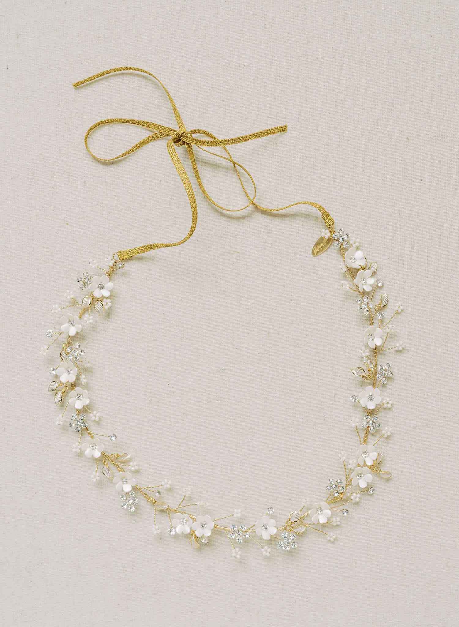 flower porcelain and crystal hair vine bridal by twigs & honey