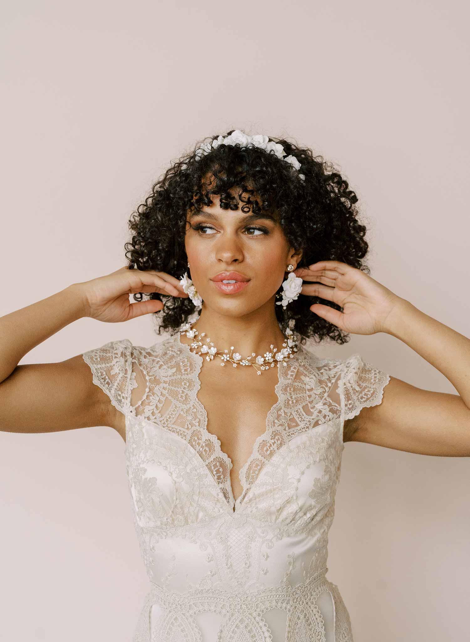 flower porcelain and crystal hair vine bridal by twigs & honey