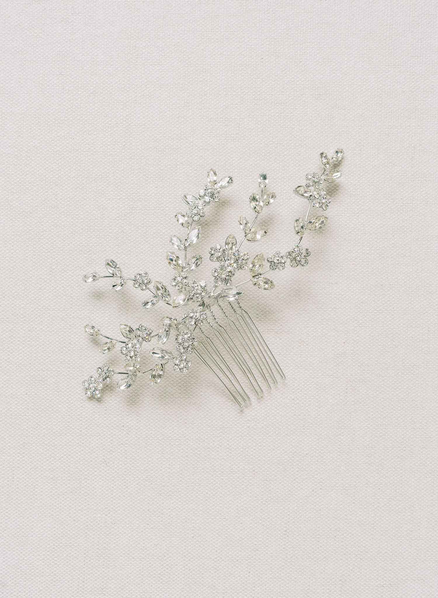 modern crystal bridal hair comb by twigs and honey