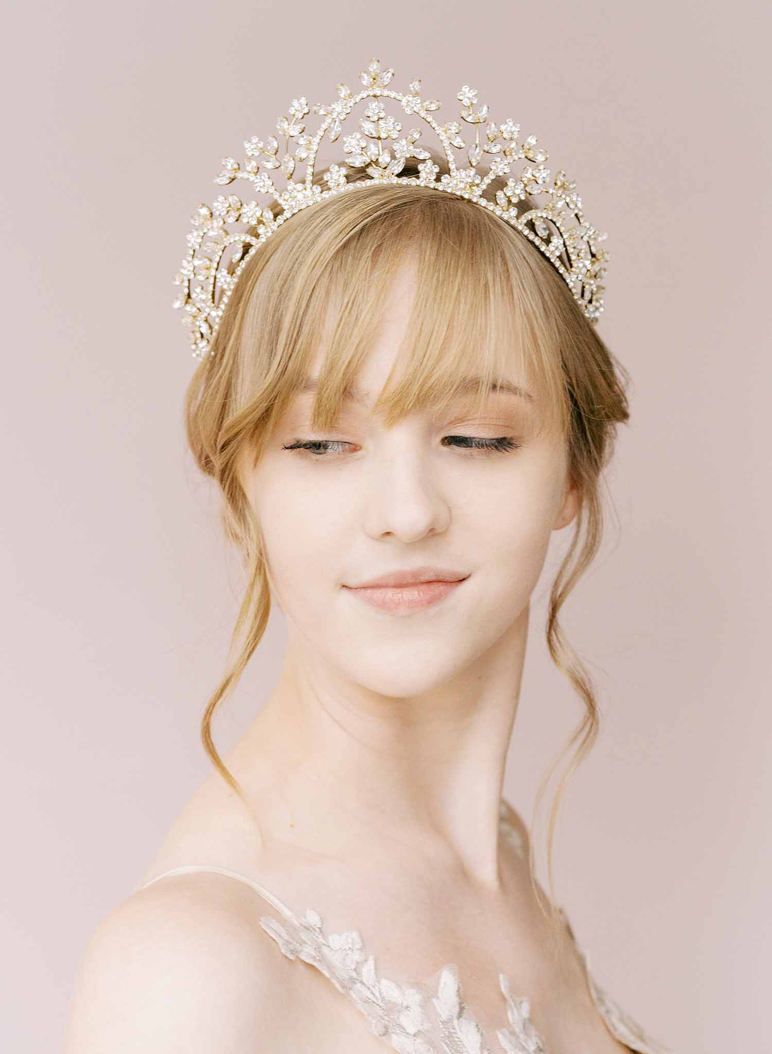 dramatic bridal crystal tiara crown by twigs and honey