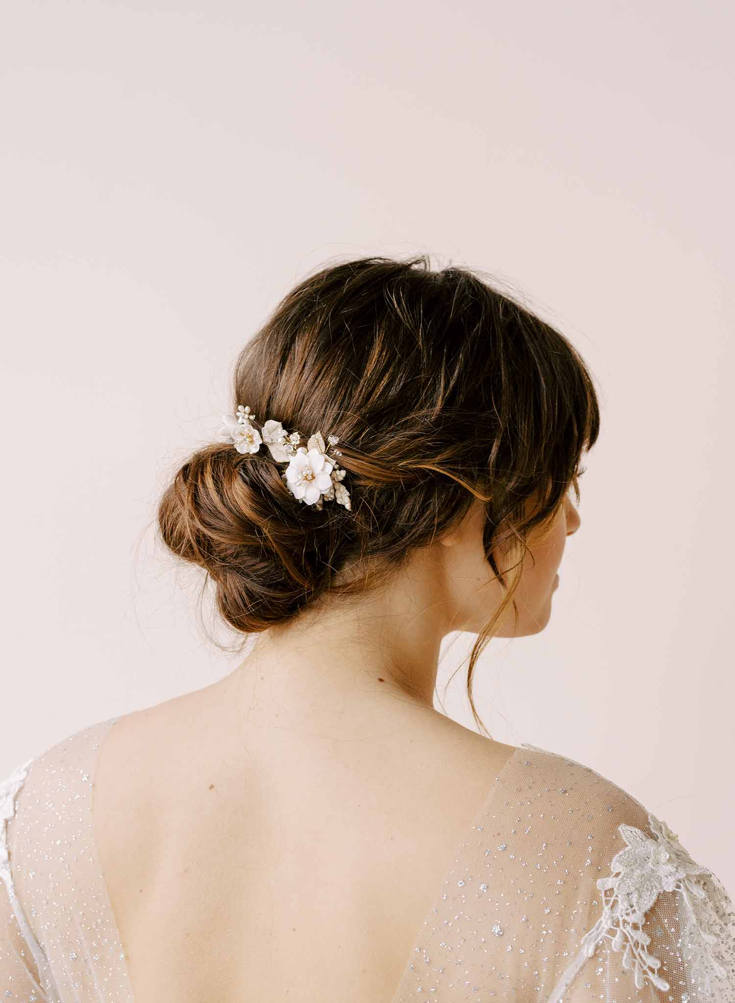 Bridal hair pins, floral pins, wedding hair pins, hotsell blossoms hair pins with clay flowers, bridal hair piece CÂLIN style 21005