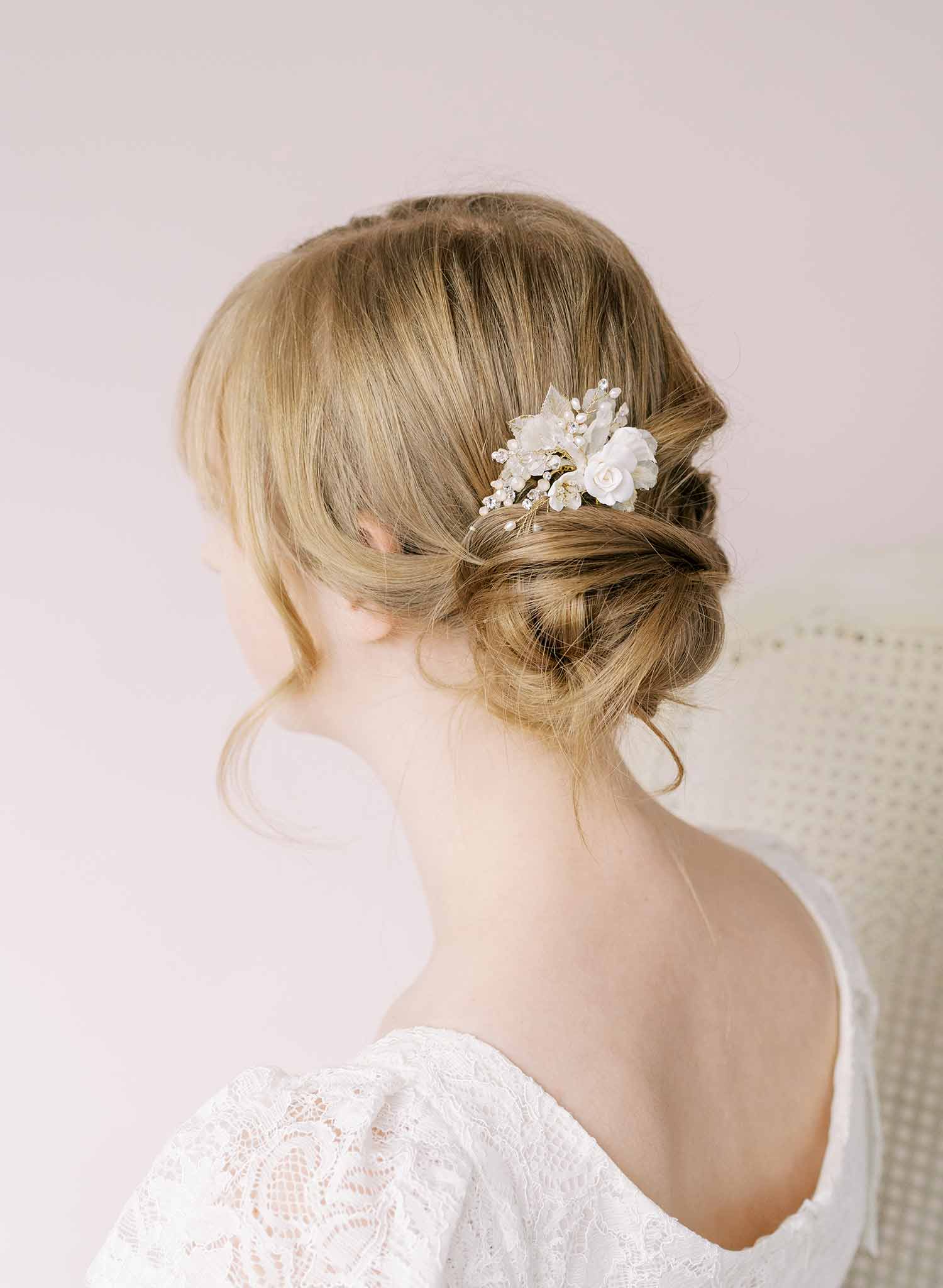 2024 Porcelain Flower Bridal Hair Pin - Marley