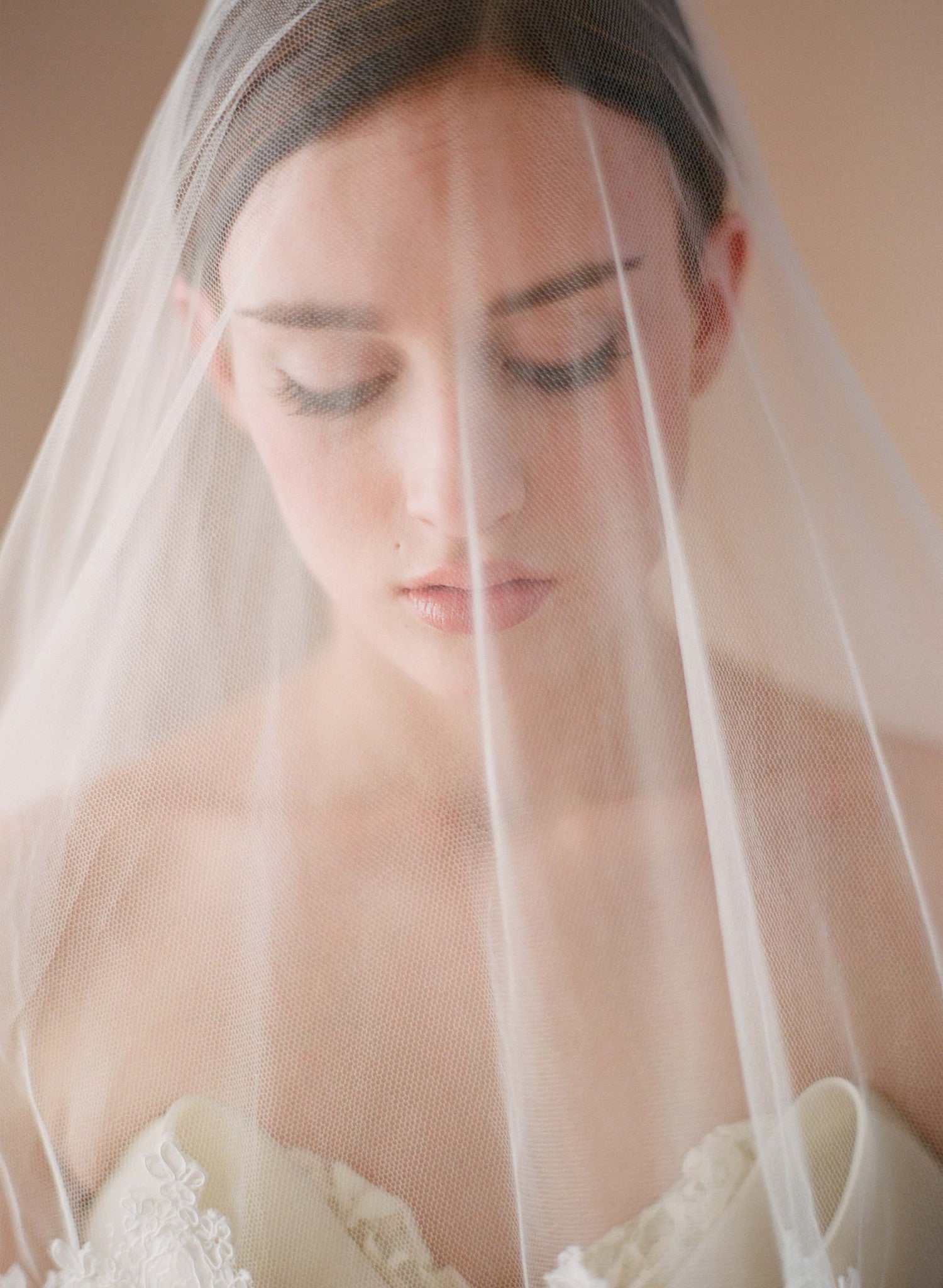 lace trim silk tulle veil, blusher, fingertip veil, wedding veil, bridal veil