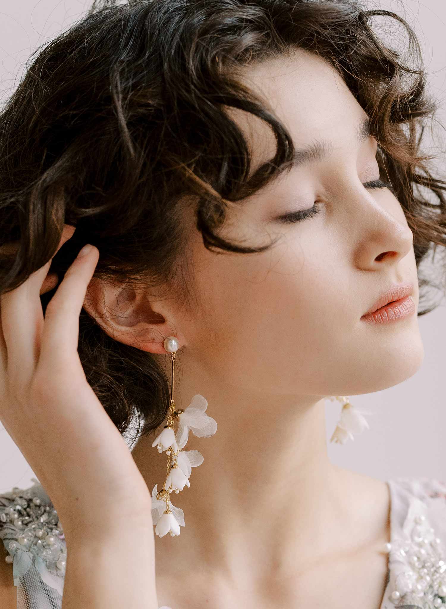 silk and flower bridal earrings by twigs & honey