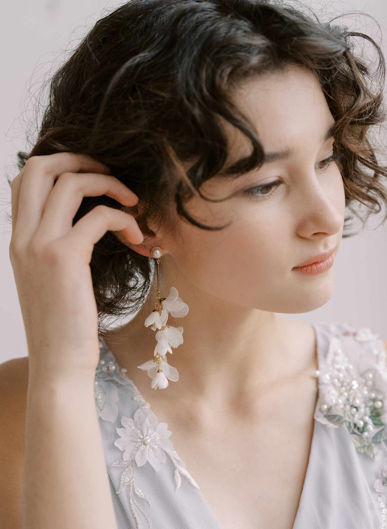 silk and flower bridal earrings by twigs & honey